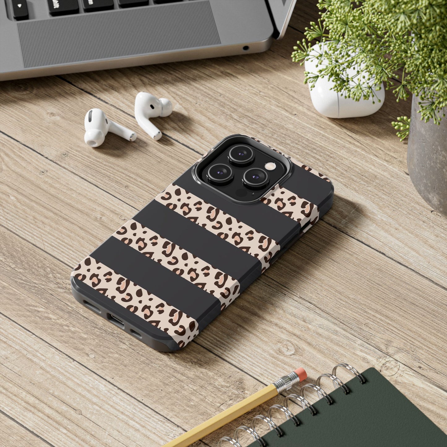 Cheetah Print Striped iPhone Case – Black Striped Cheetah Print Aesthetic