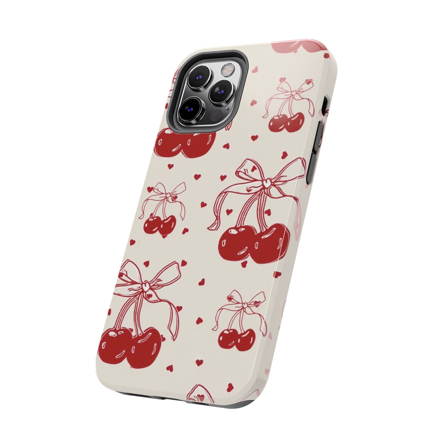 Red Cherry Pattern Fashion Aesthetic Glossy Phone Case
