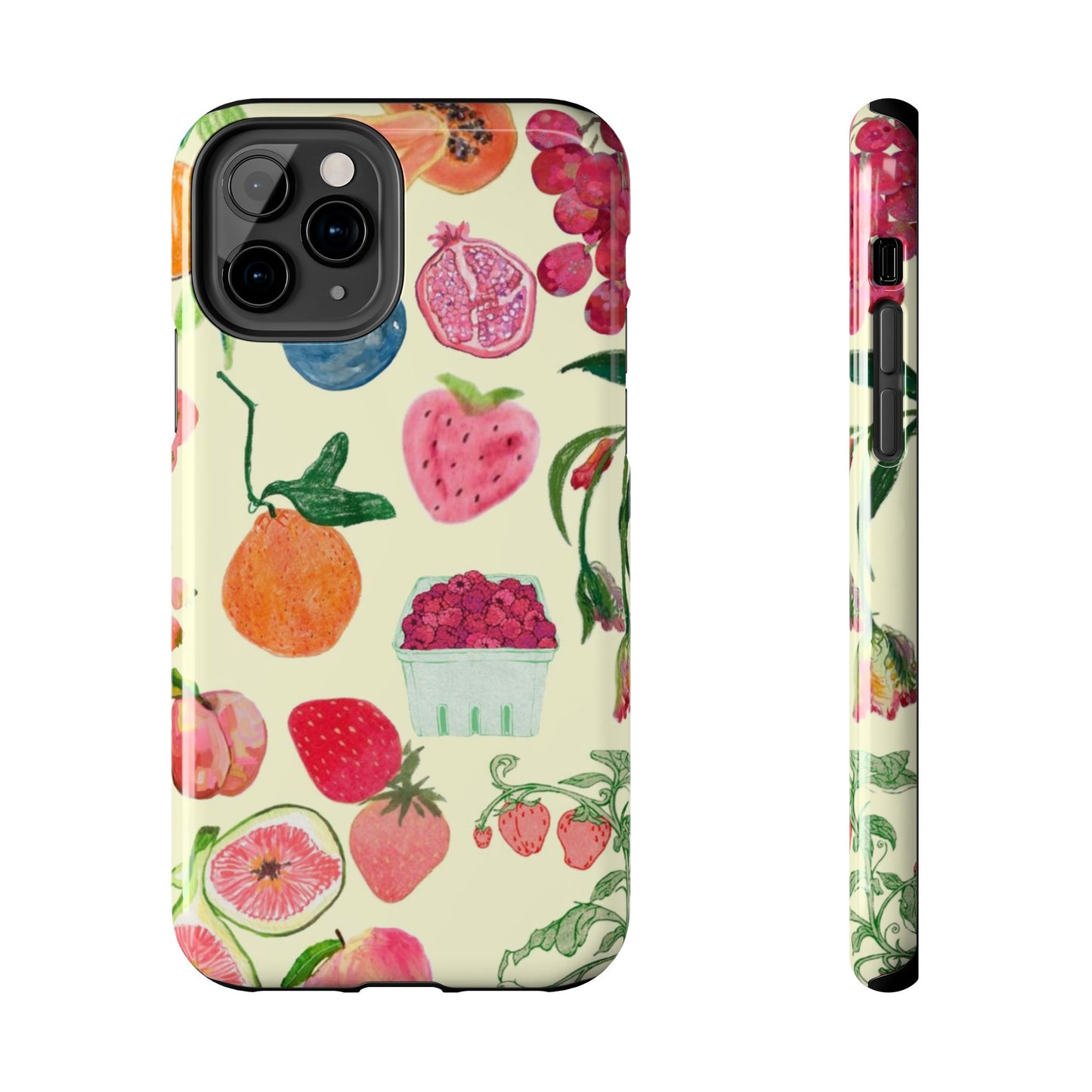 Fruit Print Phone Case, Yellow, Aesthetic, Hailey Bieber, Matilda Djerf, LA, Preppy, Clean Girl, Glossy Phone Case