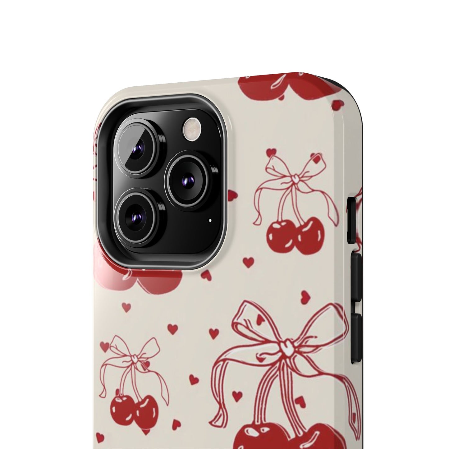 Red Cherry Pattern Fashion Aesthetic Glossy Phone Case