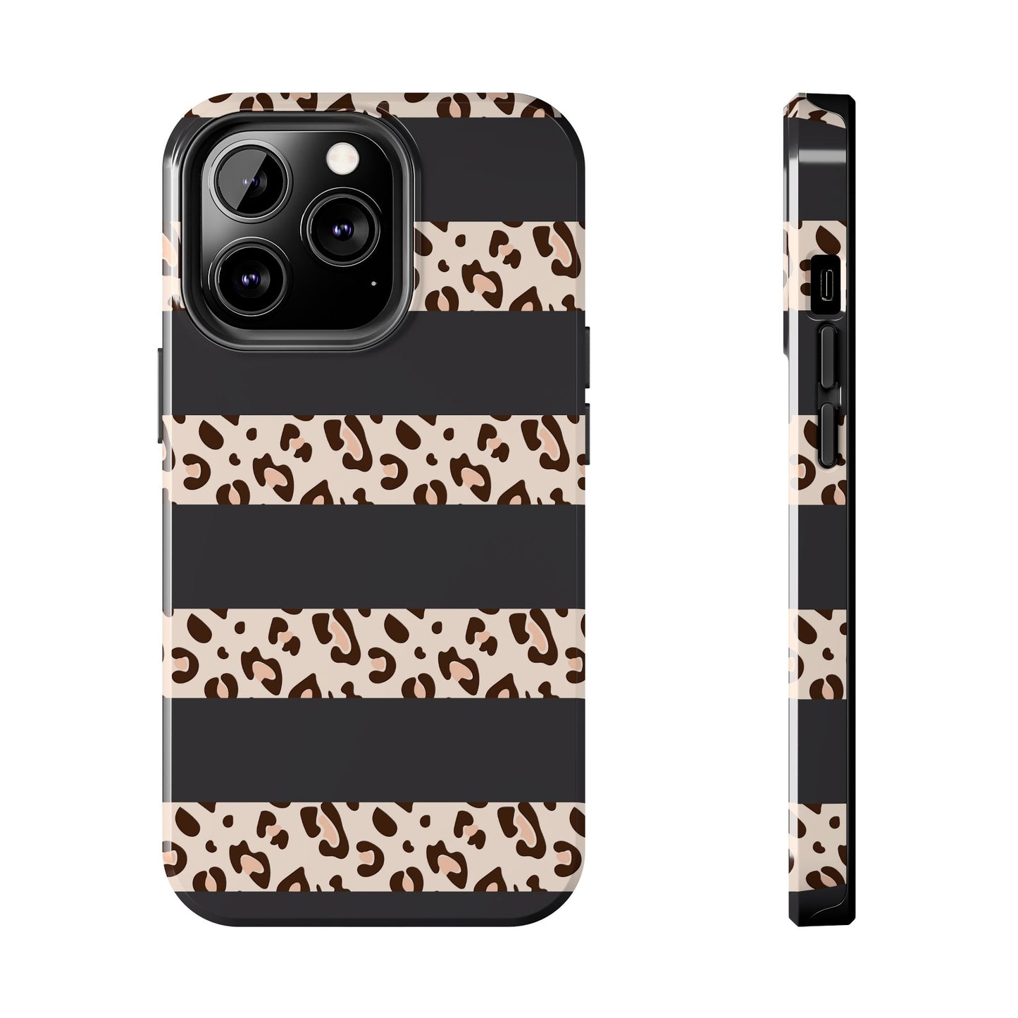 Cheetah Print Striped iPhone Case – Black Striped Cheetah Print Aesthetic