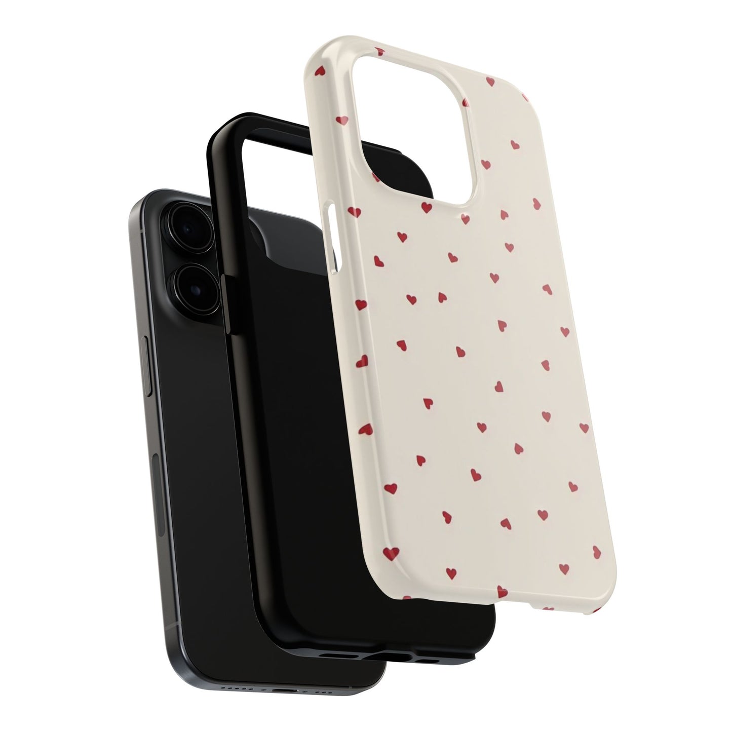 Glossy Phone Case, Red Heart Print, Coquette, Aesthetic Phone Case
