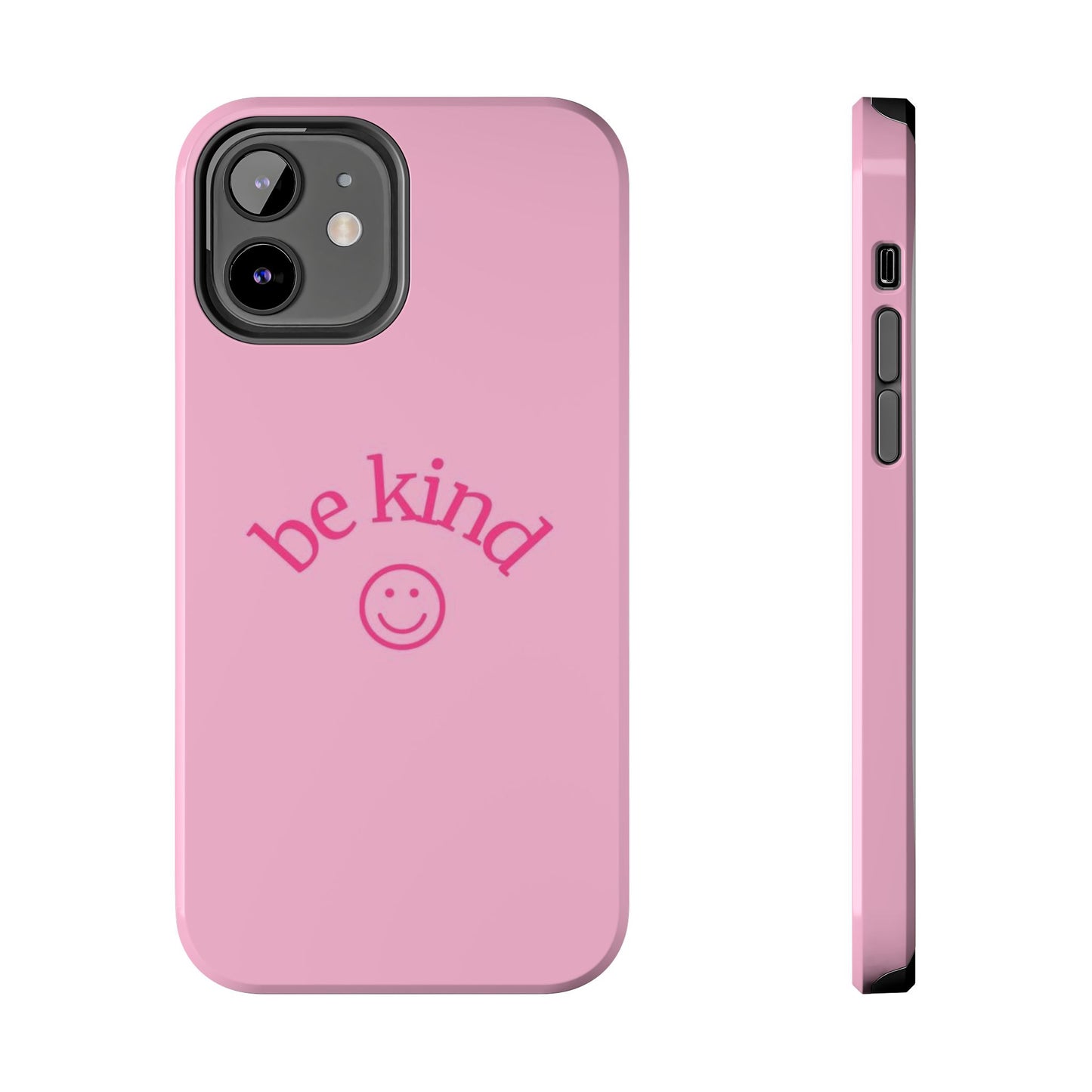 Be Kind Smiley Face Phone Case, Pink, Glossy