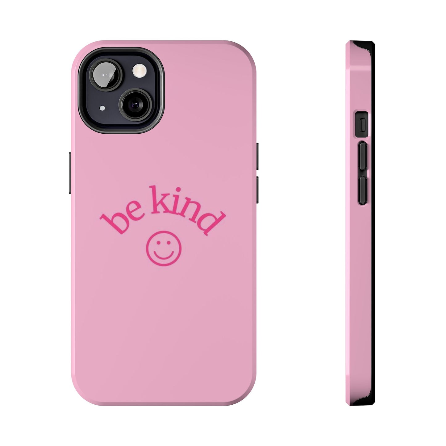 Be Kind Smiley Face Phone Case, Pink, Glossy
