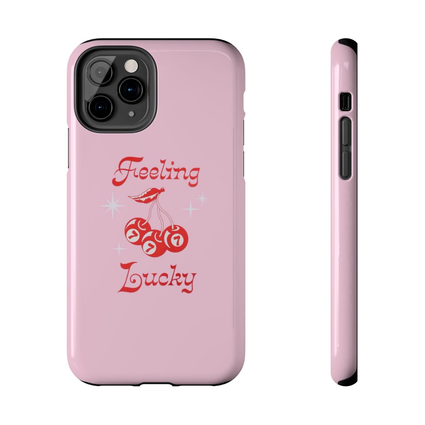 Feeling Lucky Pink Aesthetic Glossy Phone Case, Affirmations