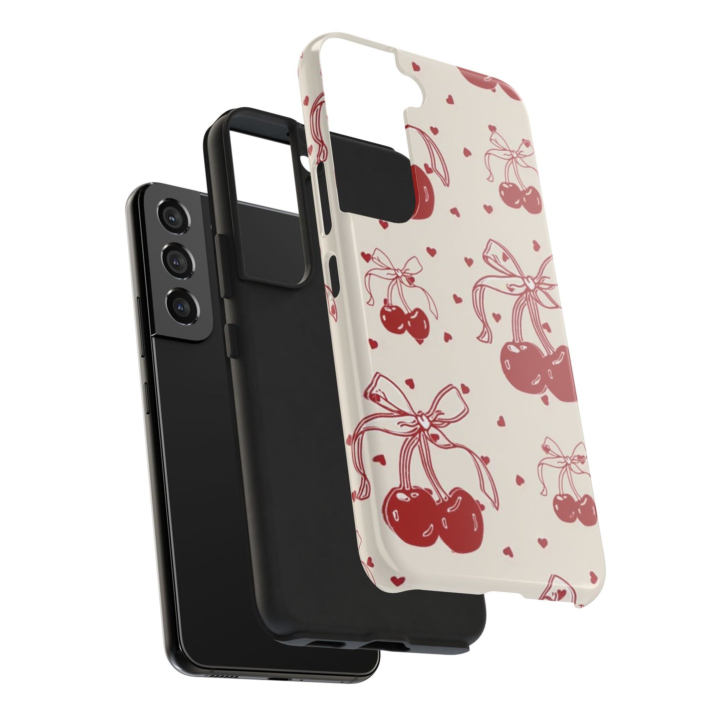 Red Cherry Pattern Fashion Aesthetic Glossy Phone Case