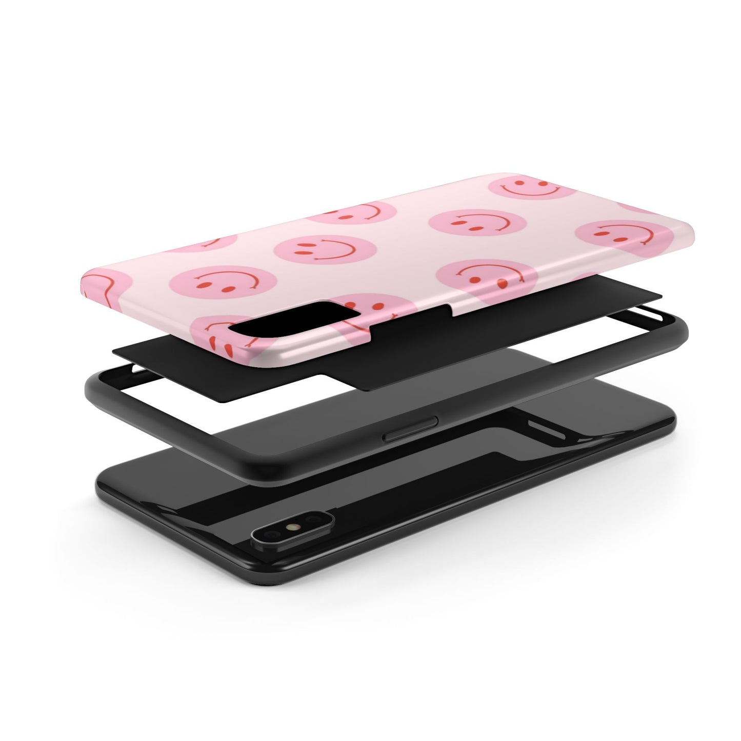 Smiley Face Pink Aesthetic Glossy Phone Case