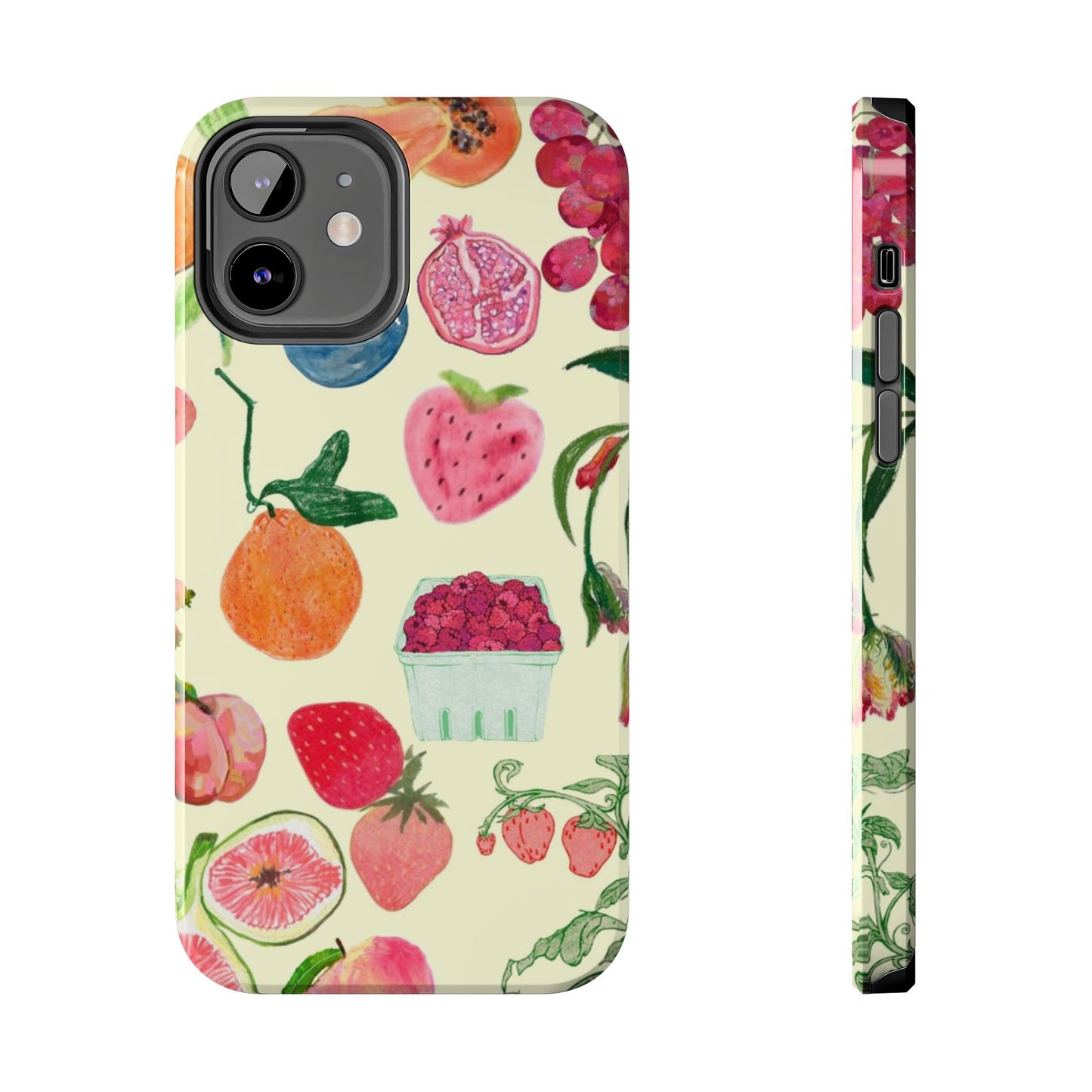 Fruit Print Phone Case, Yellow, Aesthetic, Hailey Bieber, Matilda Djerf, LA, Preppy, Clean Girl, Glossy Phone Case