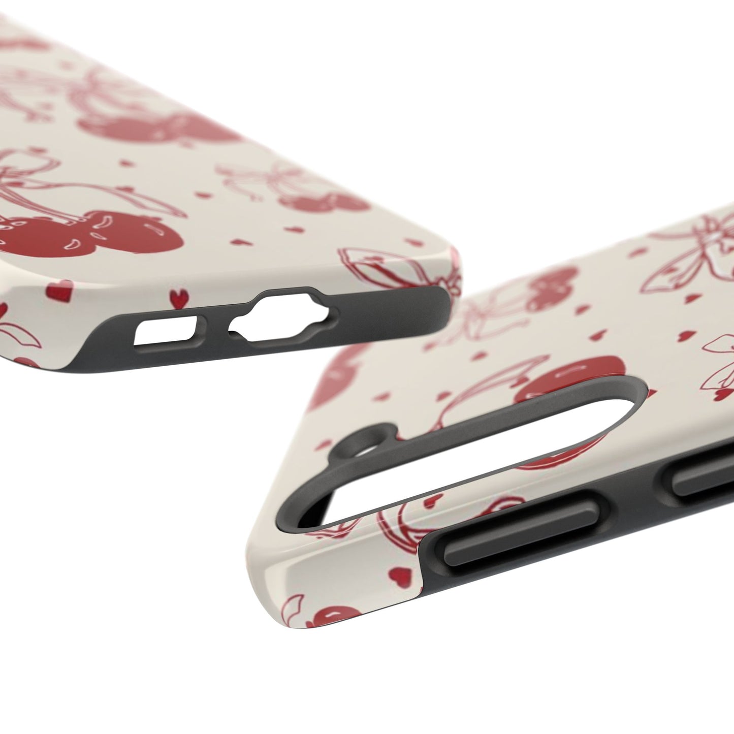 Red Cherry Pattern Fashion Aesthetic Glossy Phone Case