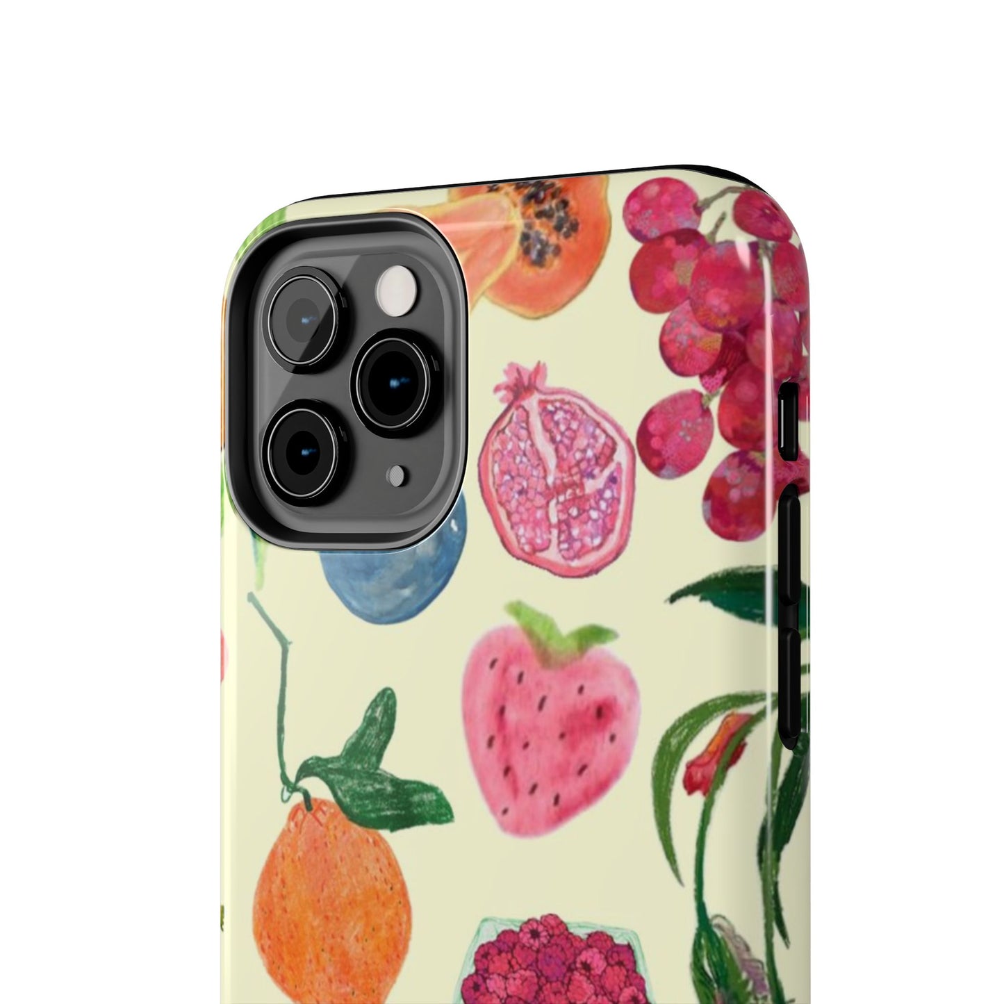 Fruit Print Phone Case, Yellow, Aesthetic, Hailey Bieber, Matilda Djerf, LA, Preppy, Clean Girl, Glossy Phone Case