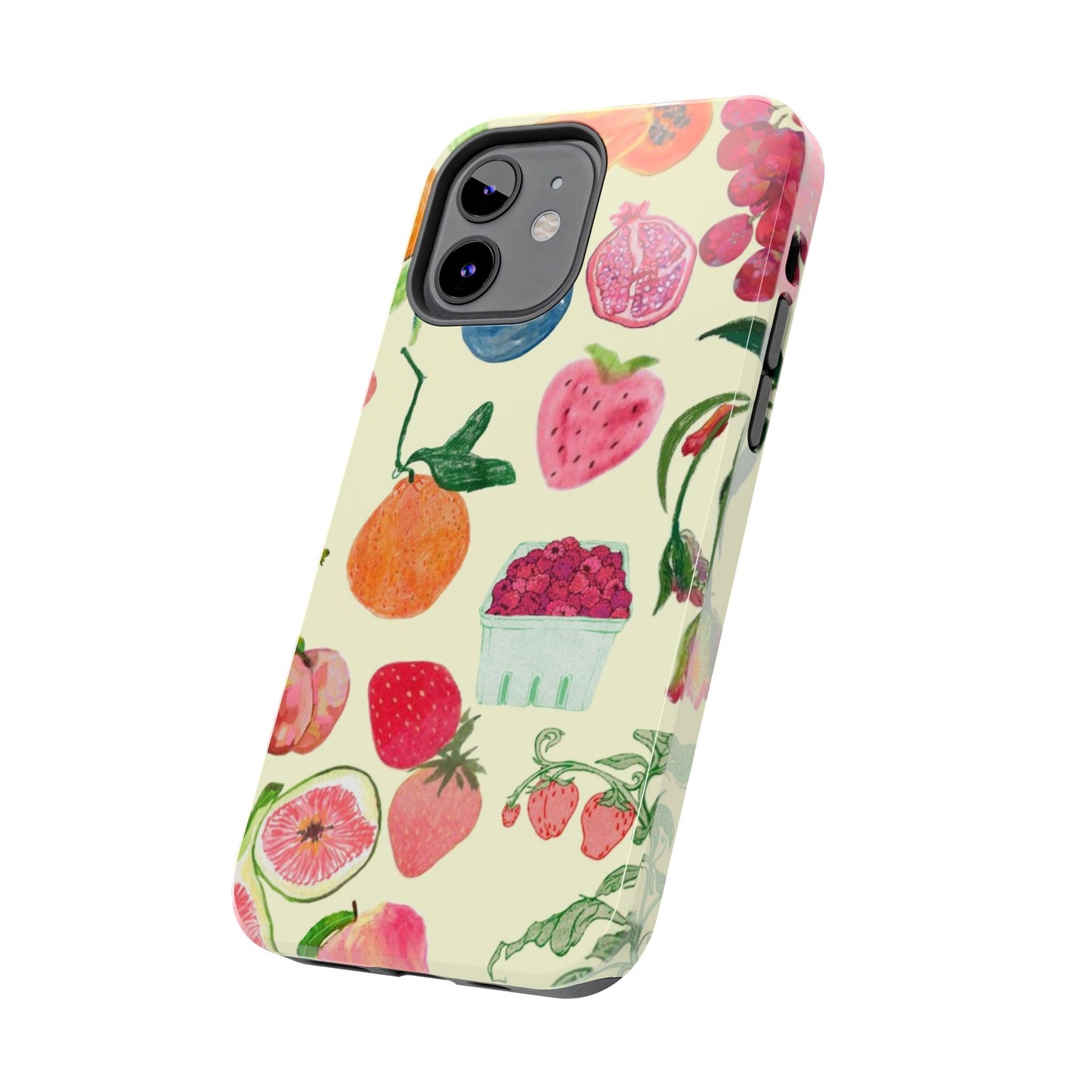 Fruit Print Phone Case, Yellow, Aesthetic, Hailey Bieber, Matilda Djerf, LA, Preppy, Clean Girl, Glossy Phone Case