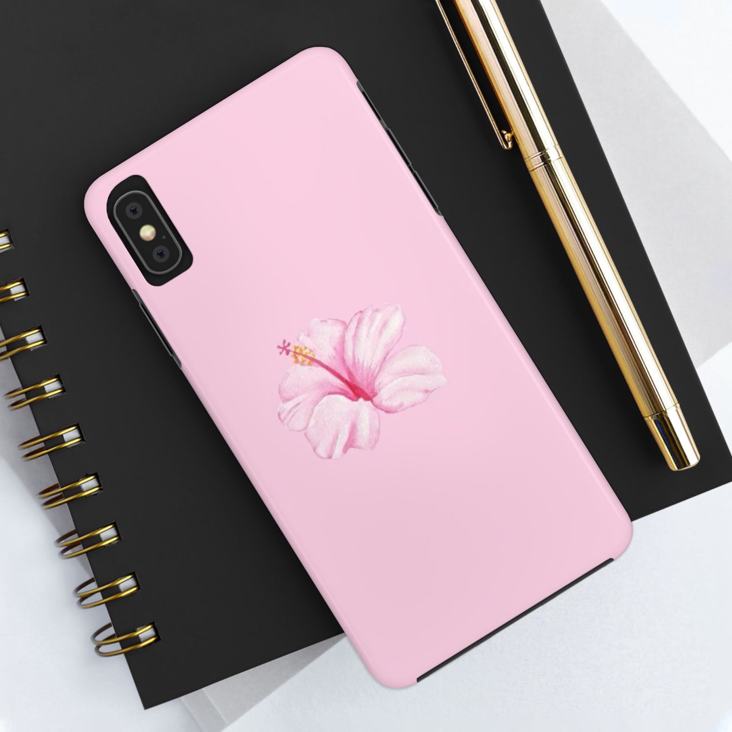Hibiscus Flower Phone Case, Pink, Tropical, Hawaiin, Clean Girl Aesthetic, Preppy, Glossy Phone Case