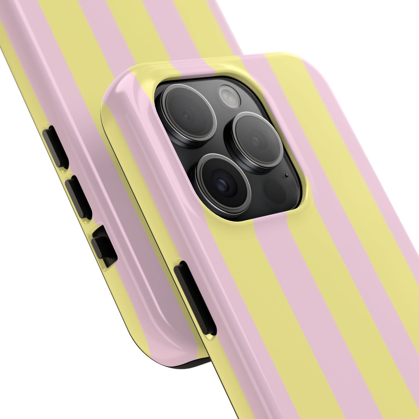 Pastel striped phone case, Pink and yellow stripes