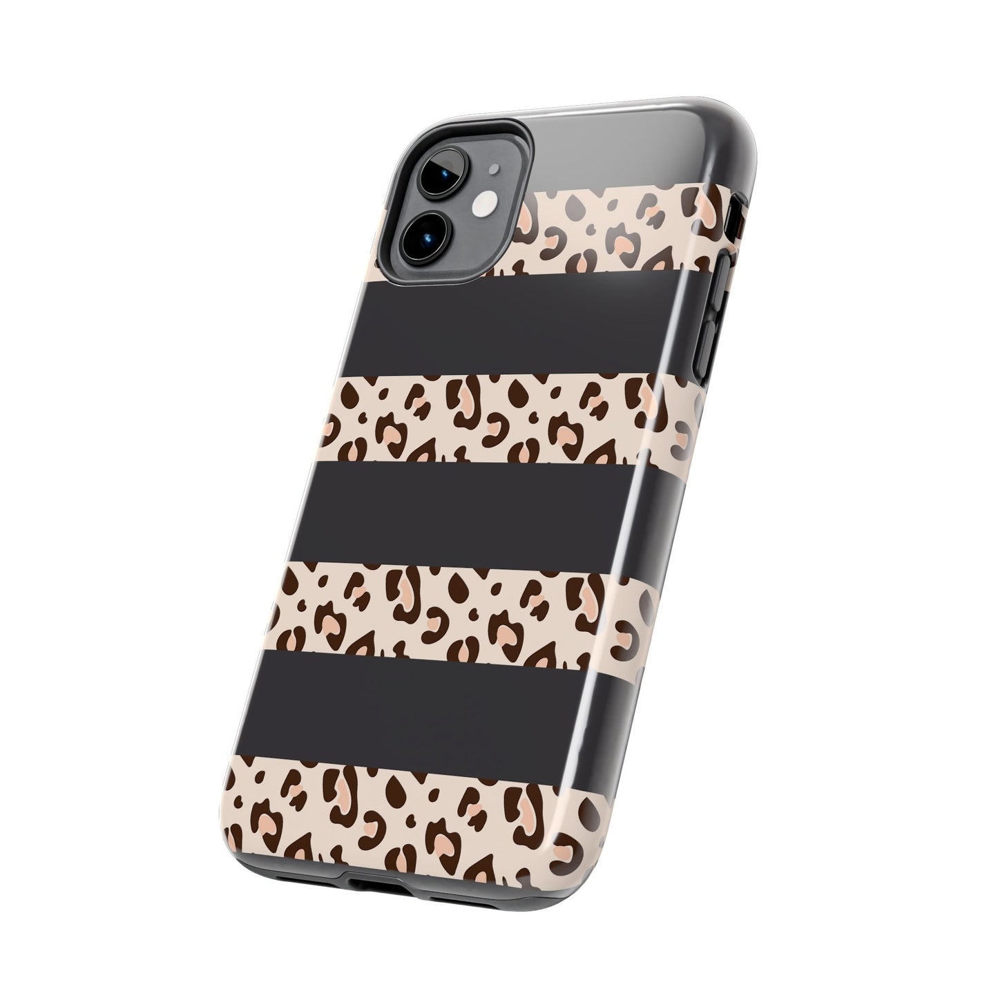 Cheetah Print Striped iPhone Case – Black Striped Cheetah Print Aesthetic