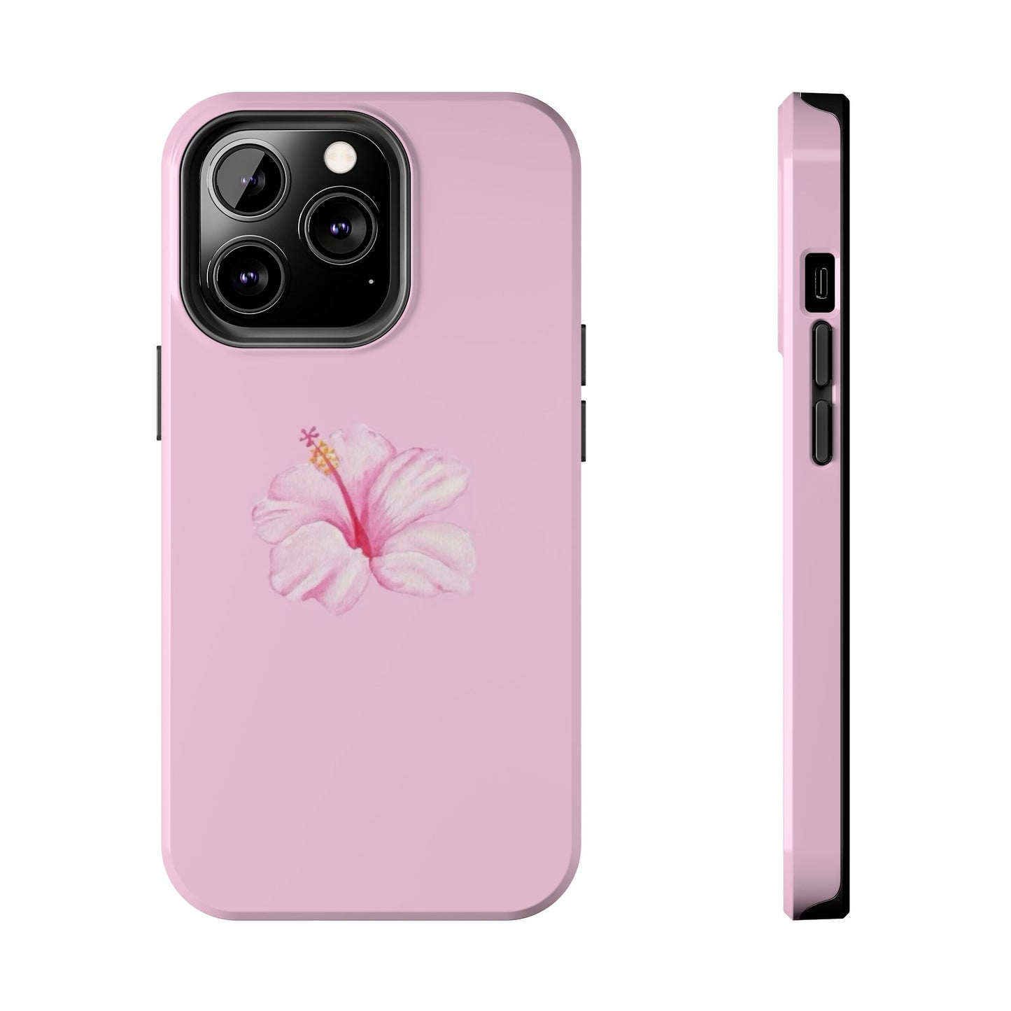 Hibiscus Flower Phone Case, Pink, Tropical, Hawaiin, Clean Girl Aesthetic, Preppy, Glossy Phone Case