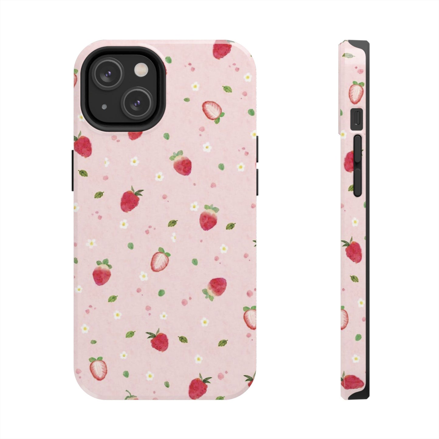 Strawberry Coquette Phone Case, Pink, Farmcore, Garden, Fairy, Spring Vibes, Fruit, Cute, Clean Girl, Glossy Phone Case