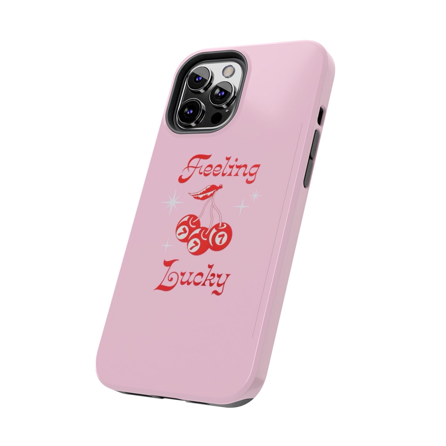Feeling Lucky Pink Aesthetic Glossy Phone Case, Affirmations