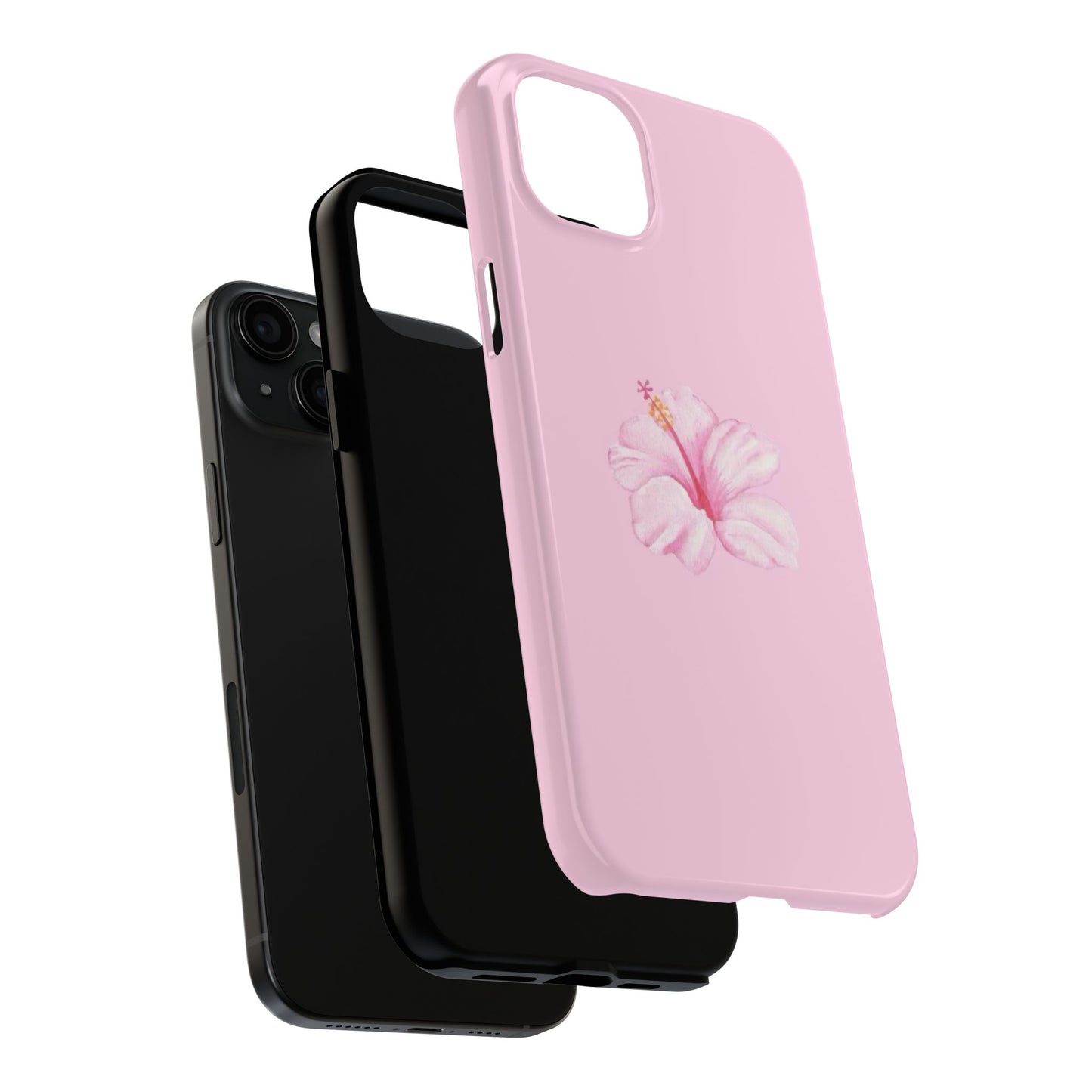 Hibiscus Flower Phone Case, Pink, Tropical, Hawaiin, Clean Girl Aesthetic, Preppy, Glossy Phone Case