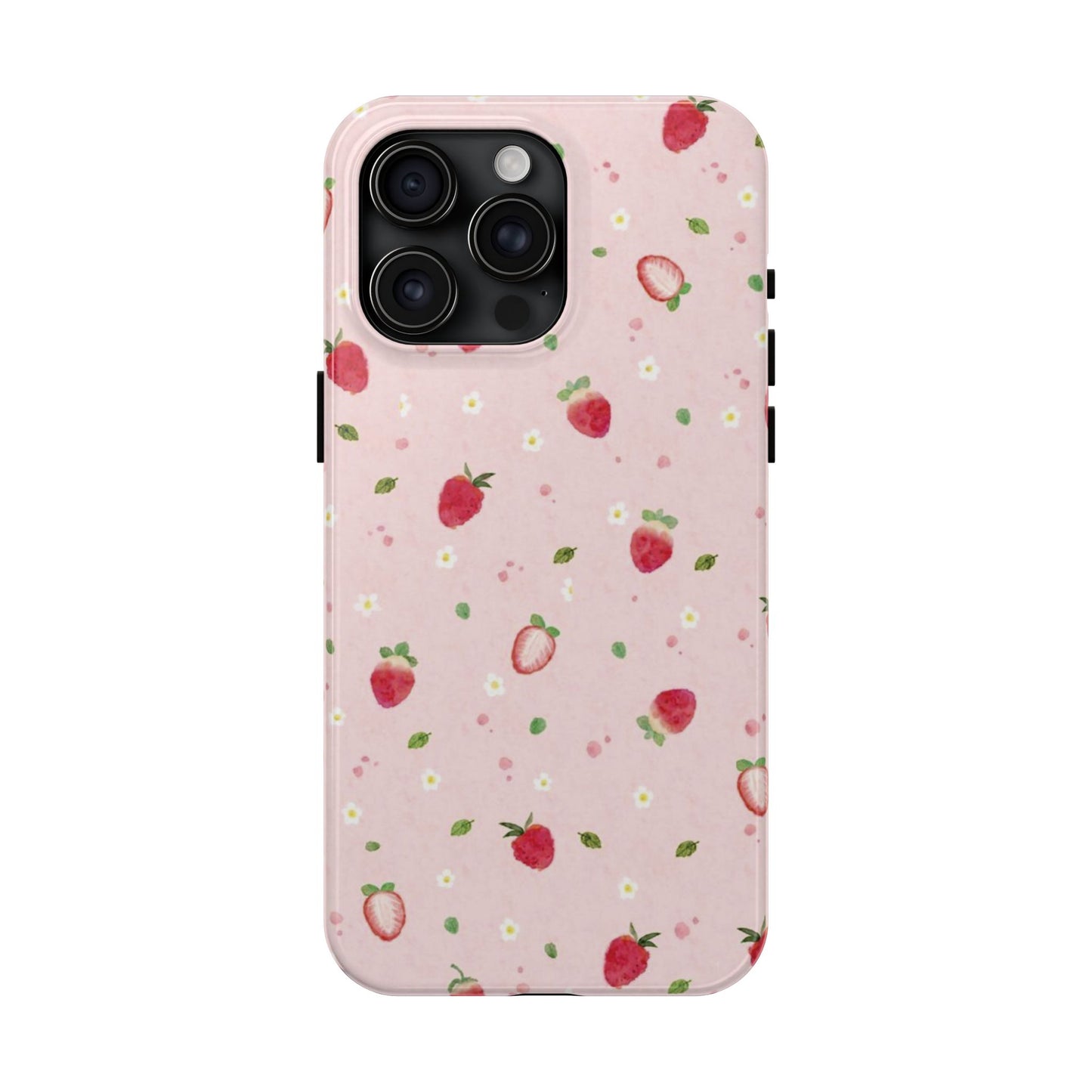 Strawberry Coquette Phone Case, Pink, Farmcore, Garden, Fairy, Spring Vibes, Fruit, Cute, Clean Girl, Glossy Phone Case