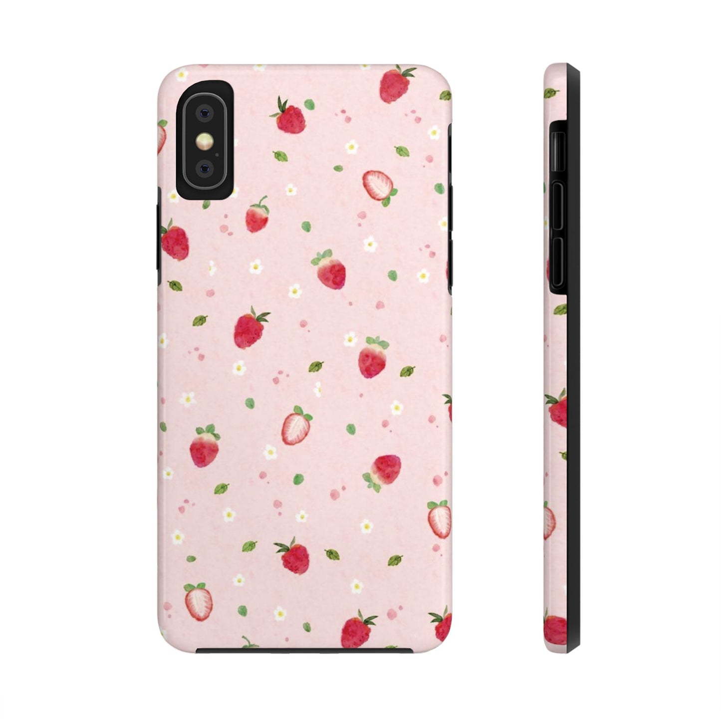 Strawberry Coquette Phone Case, Pink, Farmcore, Garden, Fairy, Spring Vibes, Fruit, Cute, Clean Girl, Glossy Phone Case
