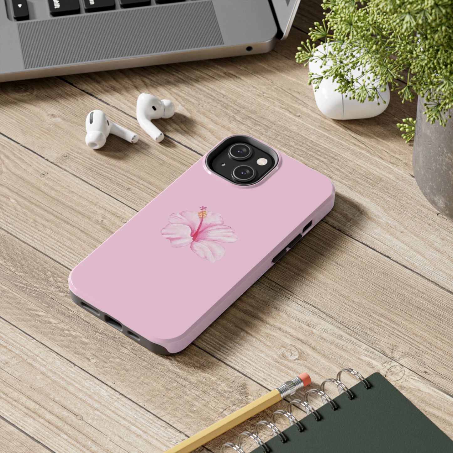 Hibiscus Flower Phone Case, Pink, Tropical, Hawaiin, Clean Girl Aesthetic, Preppy, Glossy Phone Case