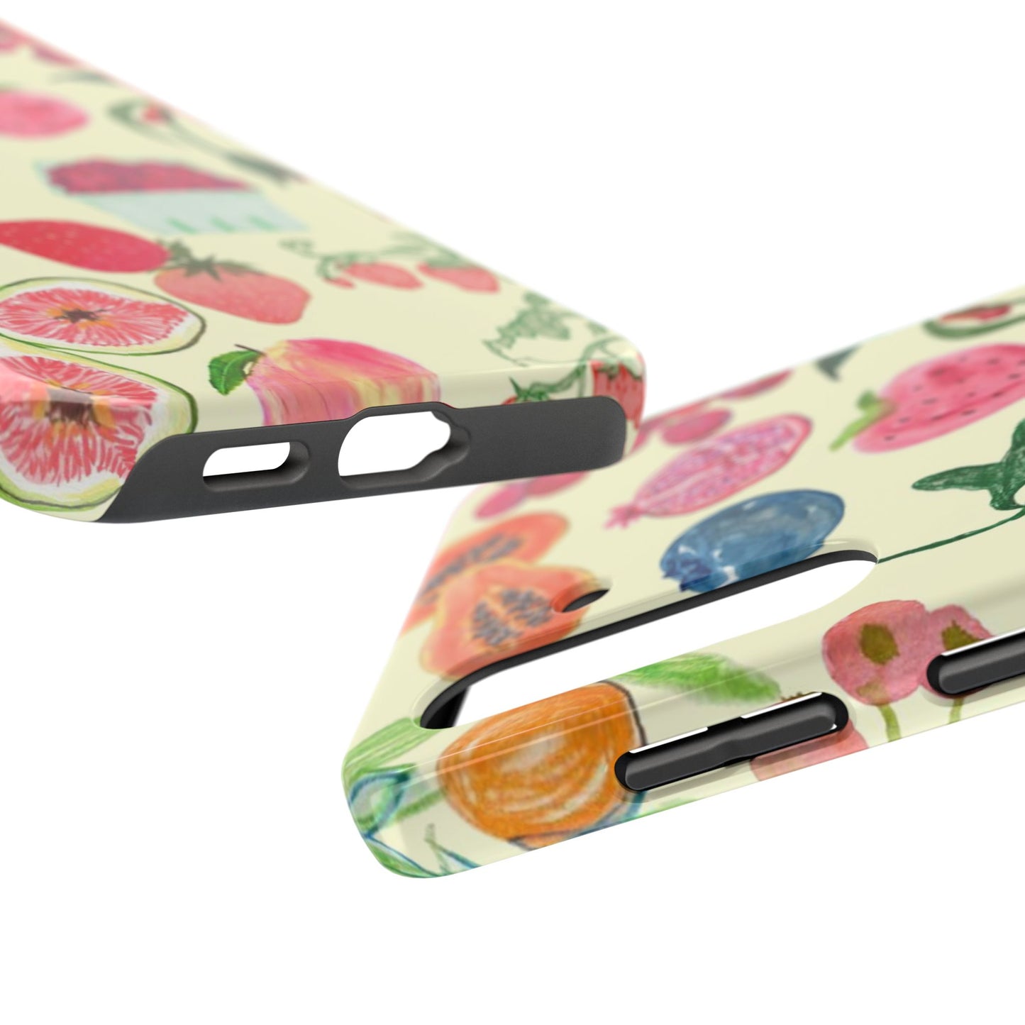 Fruit Print Phone Case, Yellow, Aesthetic, Hailey Bieber, Matilda Djerf, LA, Preppy, Clean Girl, Glossy Phone Case