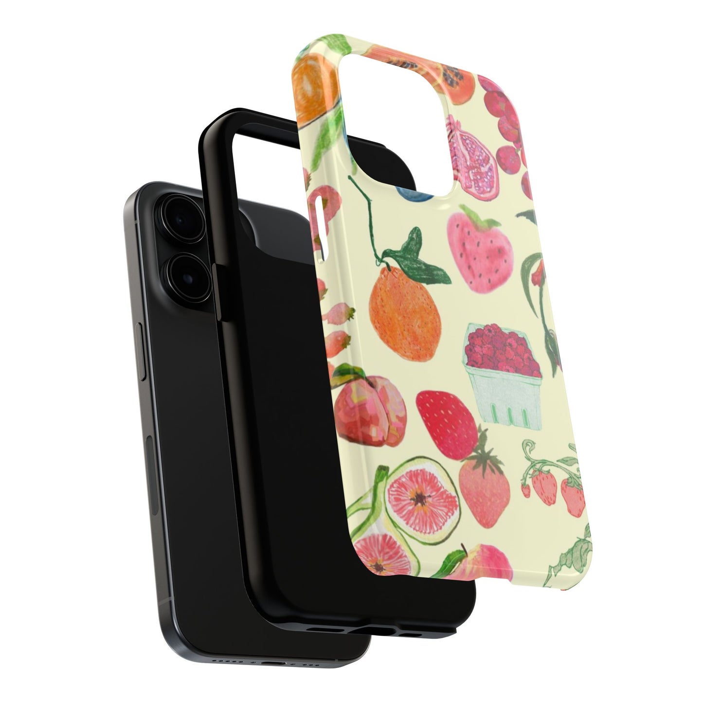 Fruit Print Phone Case, Yellow, Aesthetic, Hailey Bieber, Matilda Djerf, LA, Preppy, Clean Girl, Glossy Phone Case