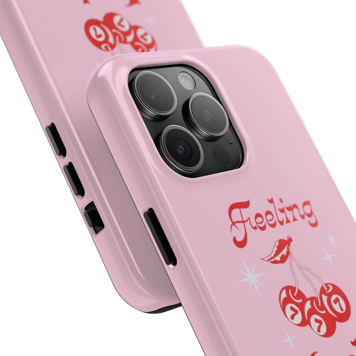 Feeling Lucky Pink Aesthetic Glossy Phone Case, Affirmations
