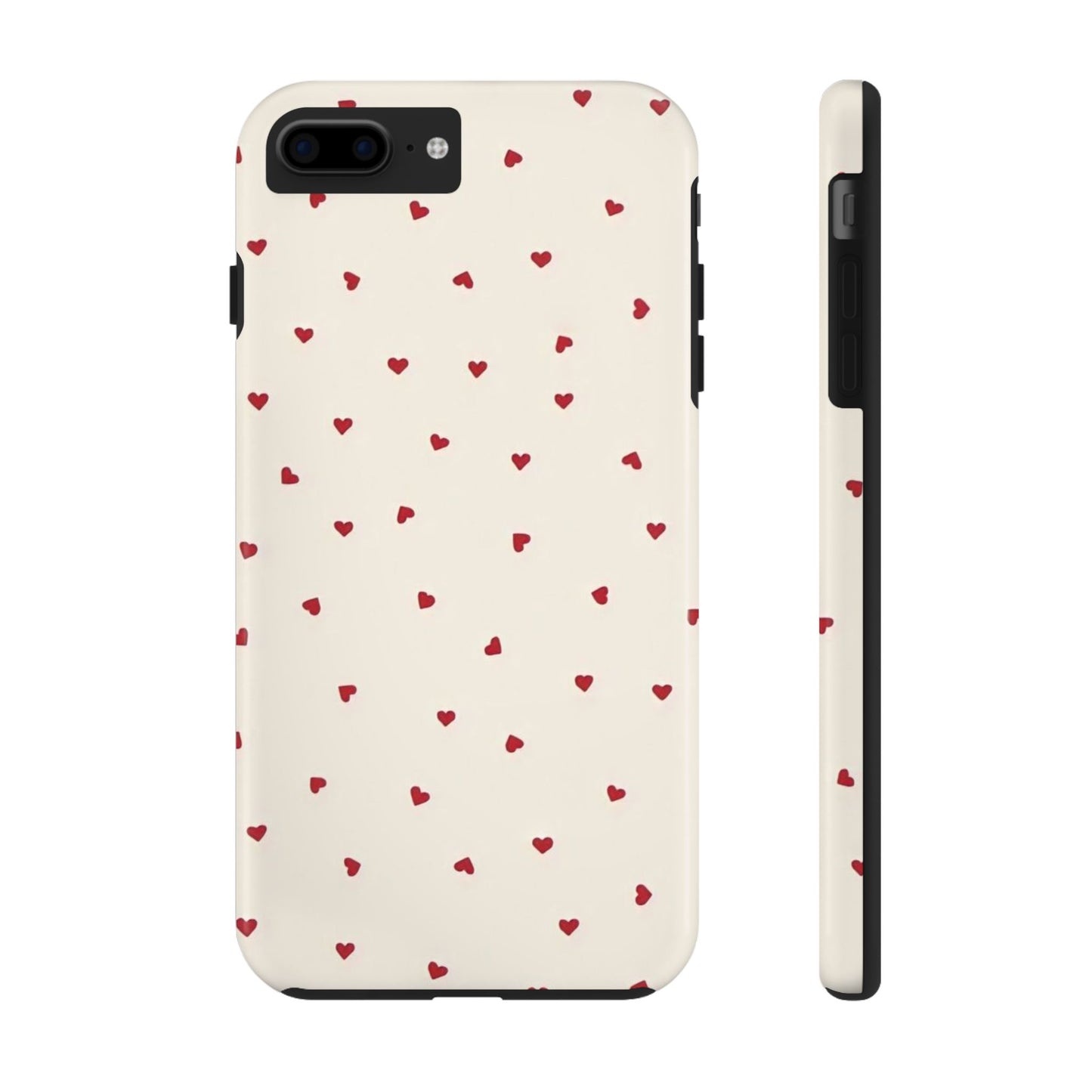 Glossy Phone Case, Red Heart Print, Coquette, Aesthetic Phone Case