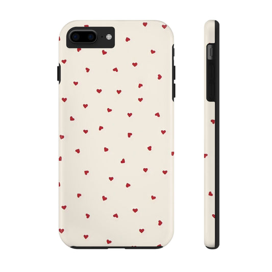 Glossy Phone Case, Red Heart Print, Coquette, Aesthetic Phone Case