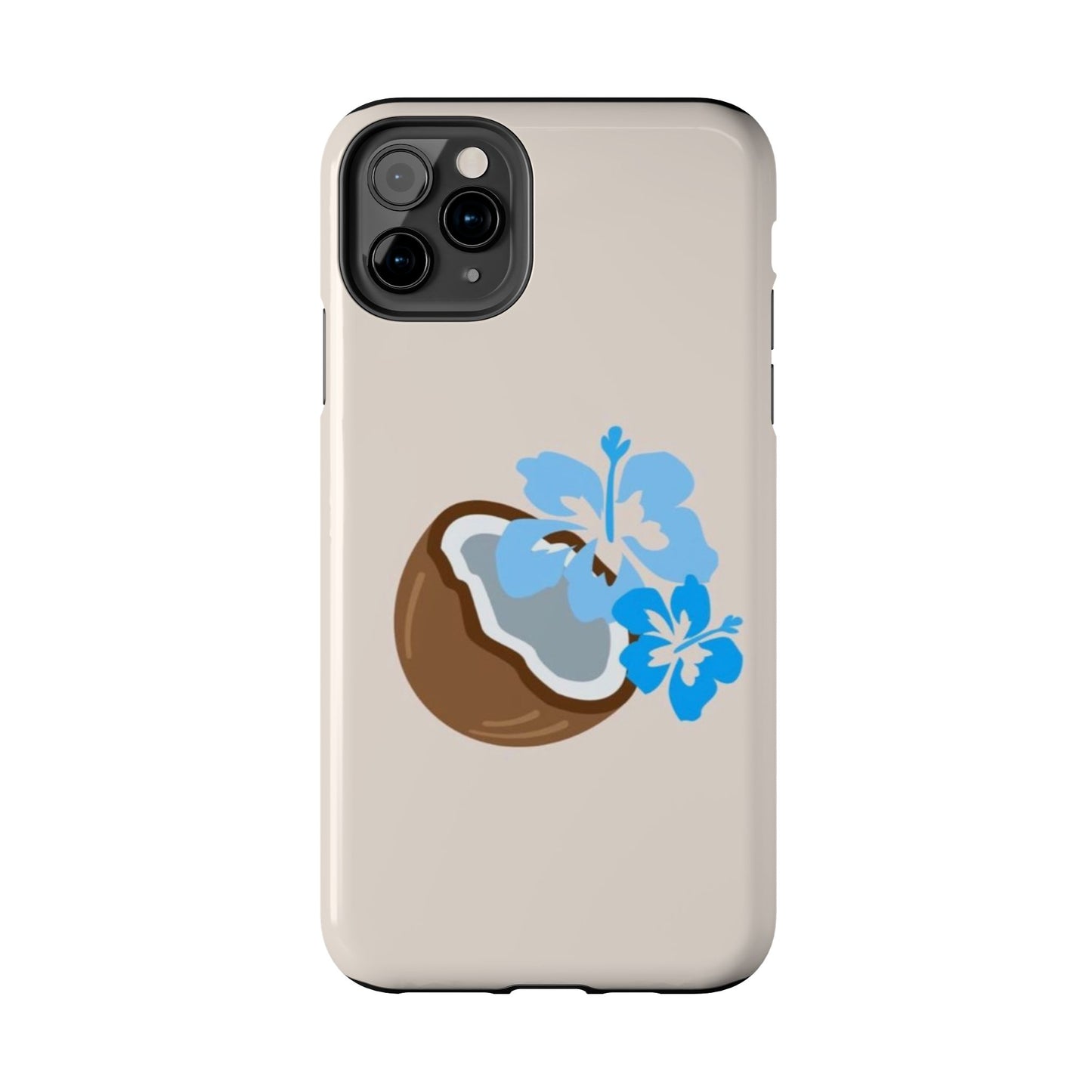 Hawaiian Cute Phone Case, Coconut, Hibiscus, Summery, Tropical, Clean Girl Aesthetic, Preppy, Glossy Phone Case