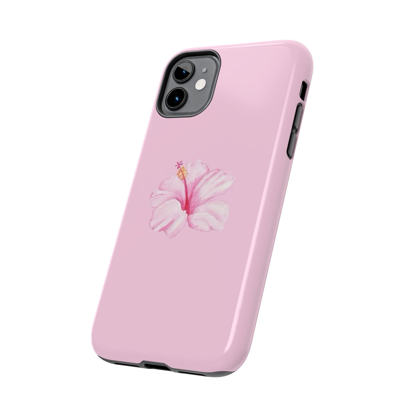 Hibiscus Flower Phone Case, Pink, Tropical, Hawaiin, Clean Girl Aesthetic, Preppy, Glossy Phone Case