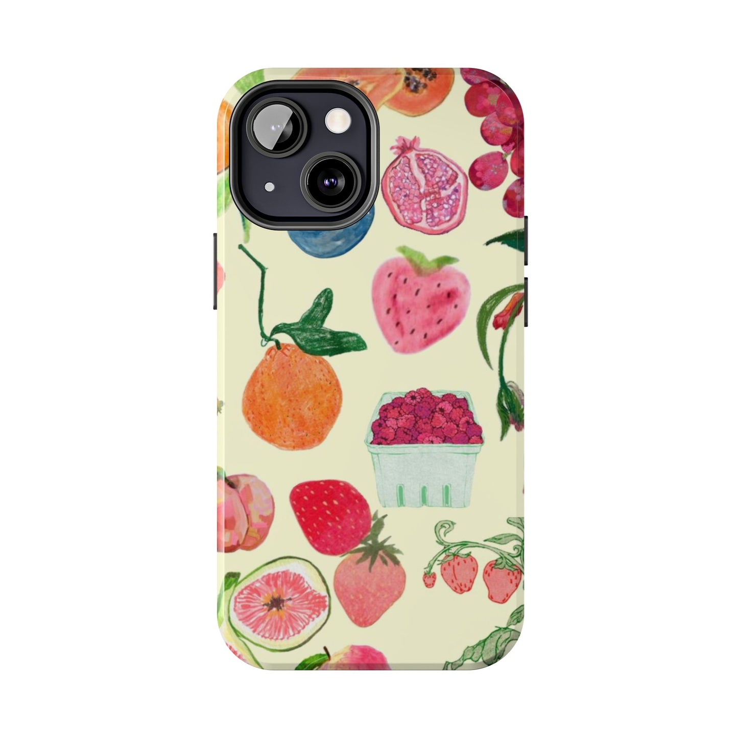 Fruit Print Phone Case, Yellow, Aesthetic, Hailey Bieber, Matilda Djerf, LA, Preppy, Clean Girl, Glossy Phone Case