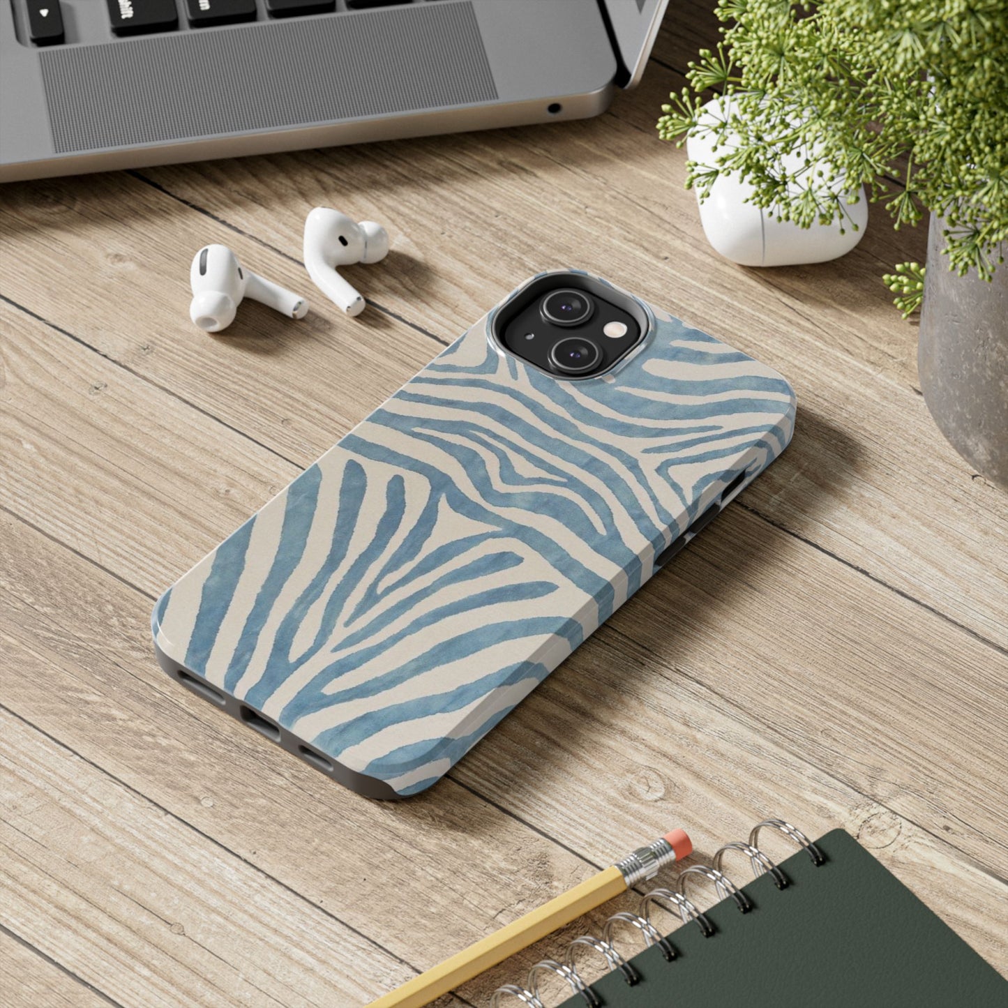 Blue Zebra Print Aesthetic Phone Case