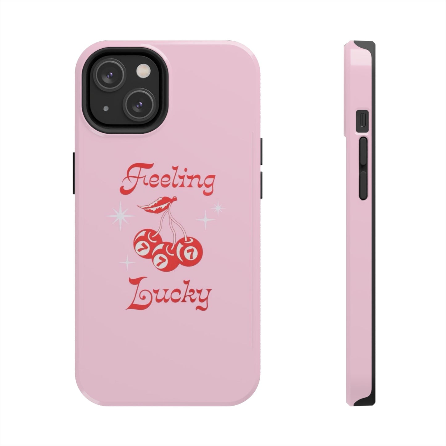 Feeling Lucky Pink Aesthetic Glossy Phone Case, Affirmations