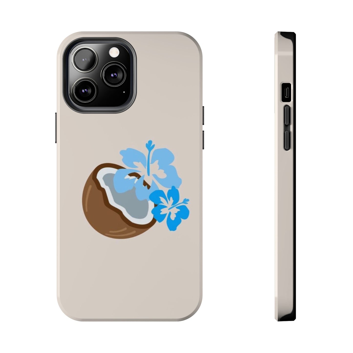 Hawaiian Cute Phone Case, Coconut, Hibiscus, Summery, Tropical, Clean Girl Aesthetic, Preppy, Glossy Phone Case