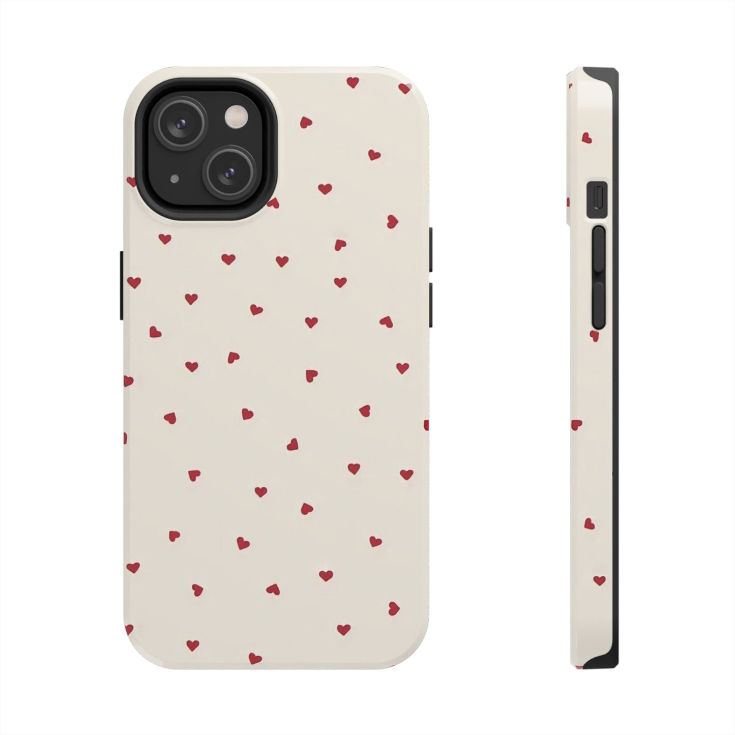 Glossy Phone Case, Red Heart Print, Coquette, Aesthetic Phone Case
