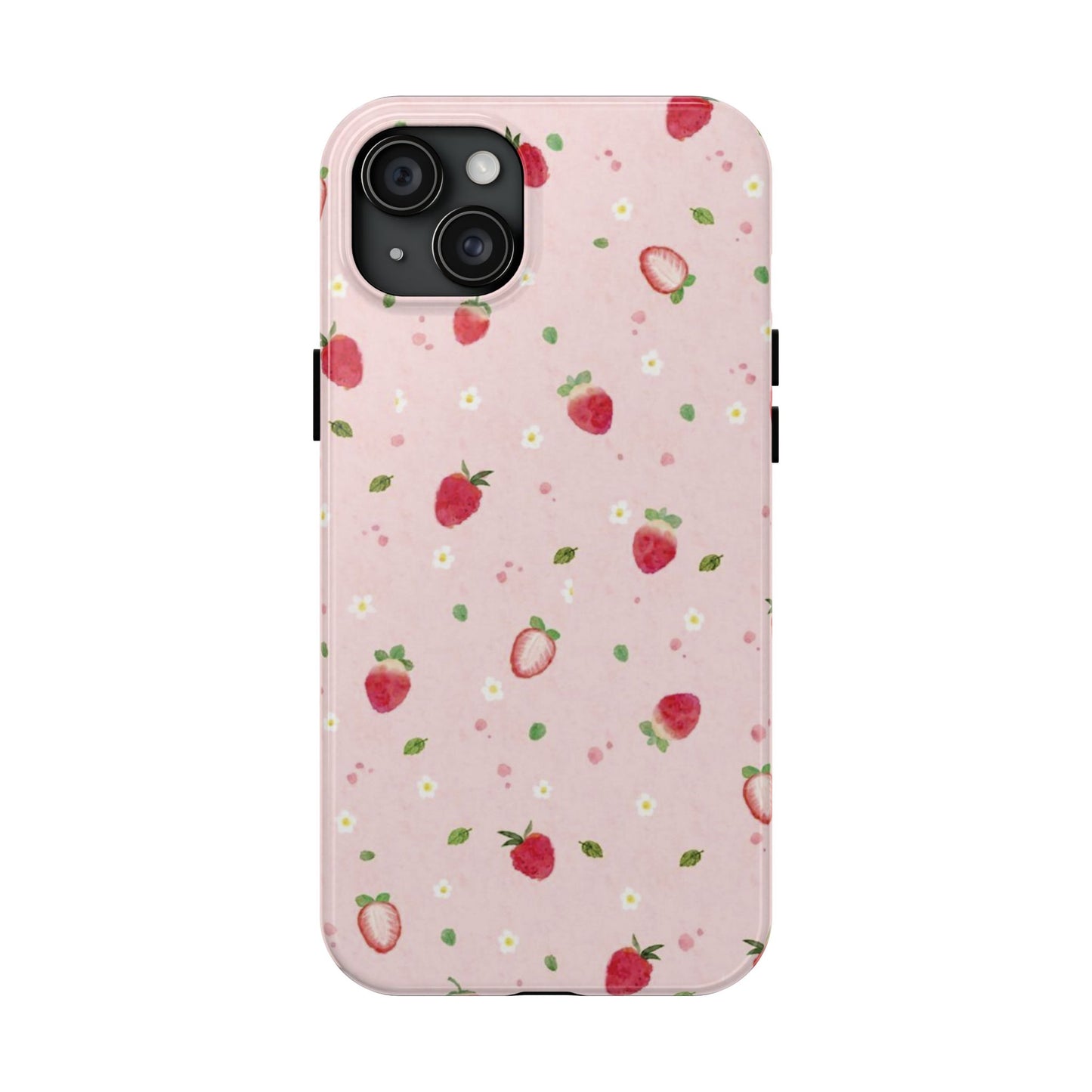 Strawberry Coquette Phone Case, Pink, Farmcore, Garden, Fairy, Spring Vibes, Fruit, Cute, Clean Girl, Glossy Phone Case