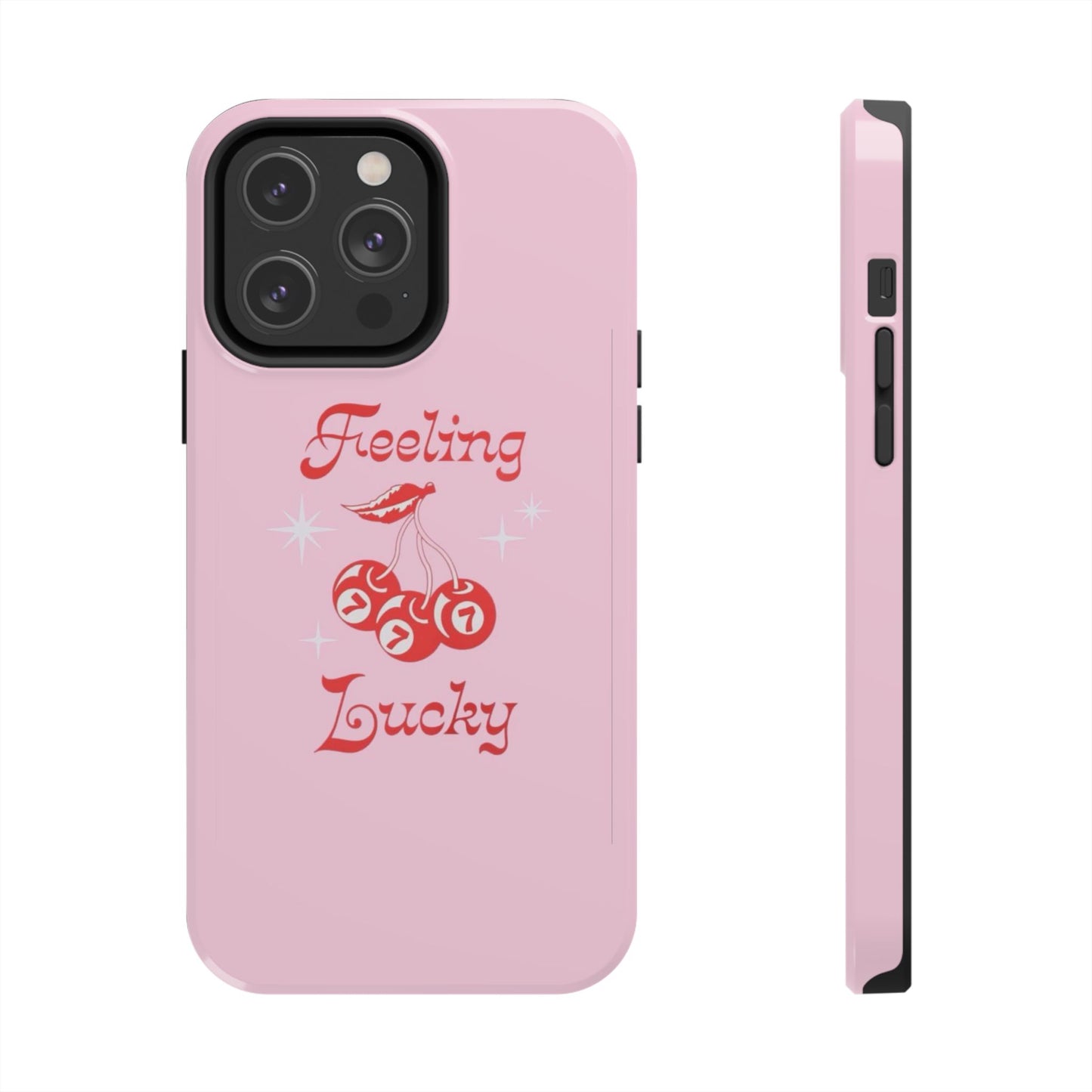 Feeling Lucky Pink Aesthetic Glossy Phone Case, Affirmations