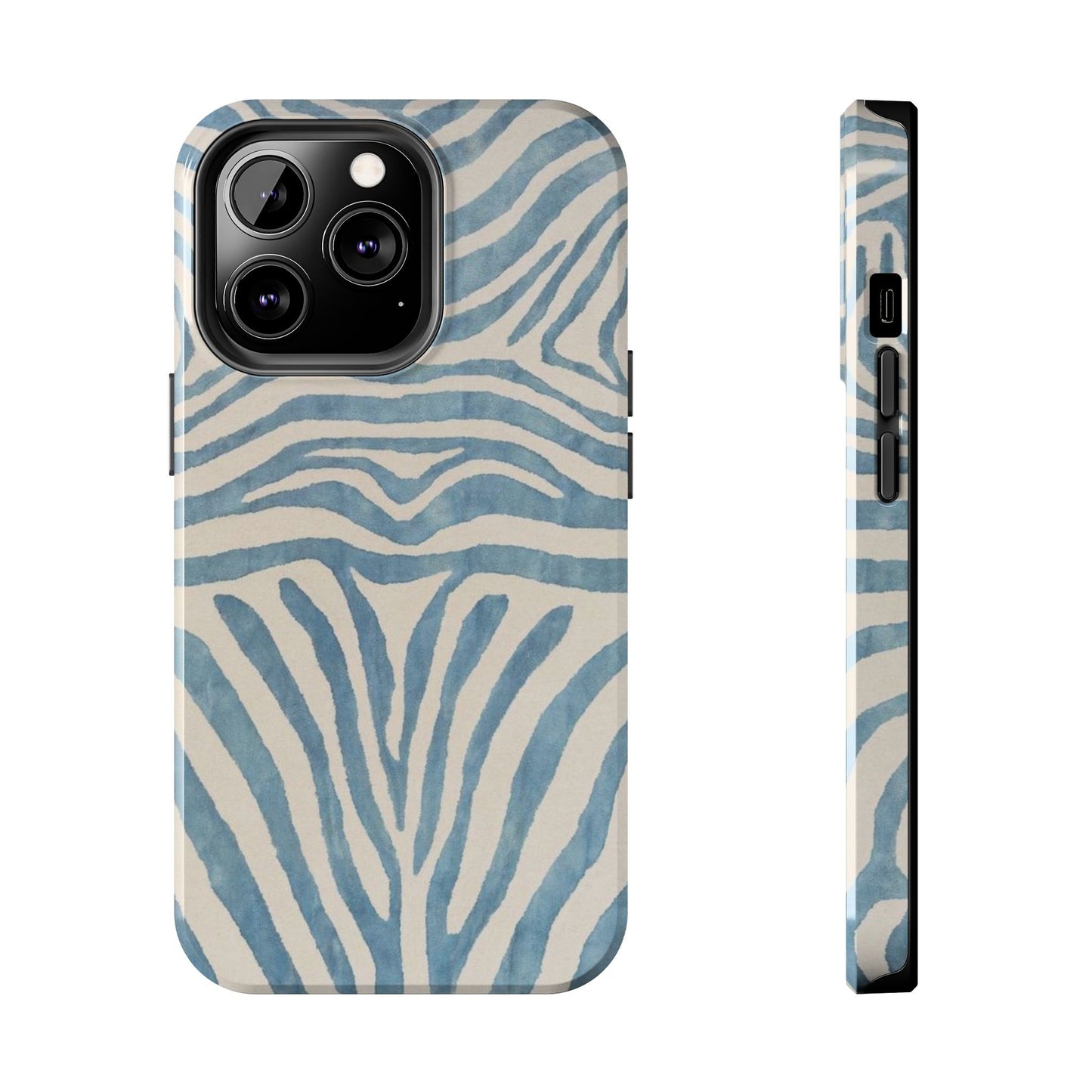 Blue Zebra Print Aesthetic Phone Case