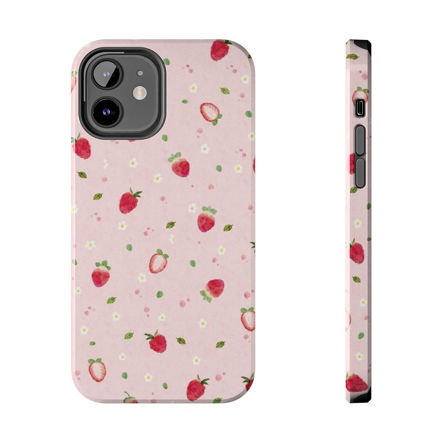 Strawberry Coquette Phone Case, Pink, Farmcore, Garden, Fairy, Spring Vibes, Fruit, Cute, Clean Girl, Glossy Phone Case