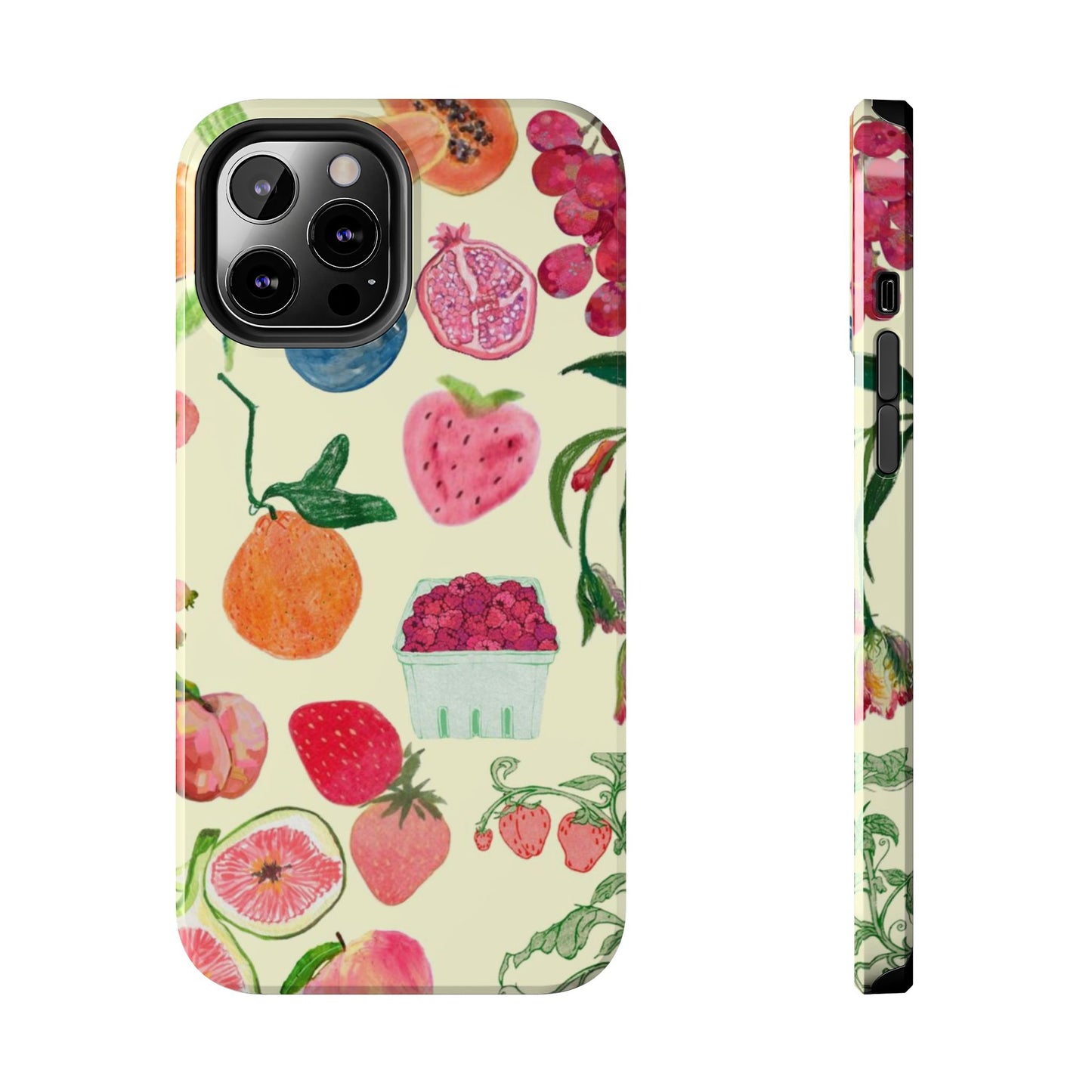 Fruit Print Phone Case, Yellow, Aesthetic, Hailey Bieber, Matilda Djerf, LA, Preppy, Clean Girl, Glossy Phone Case