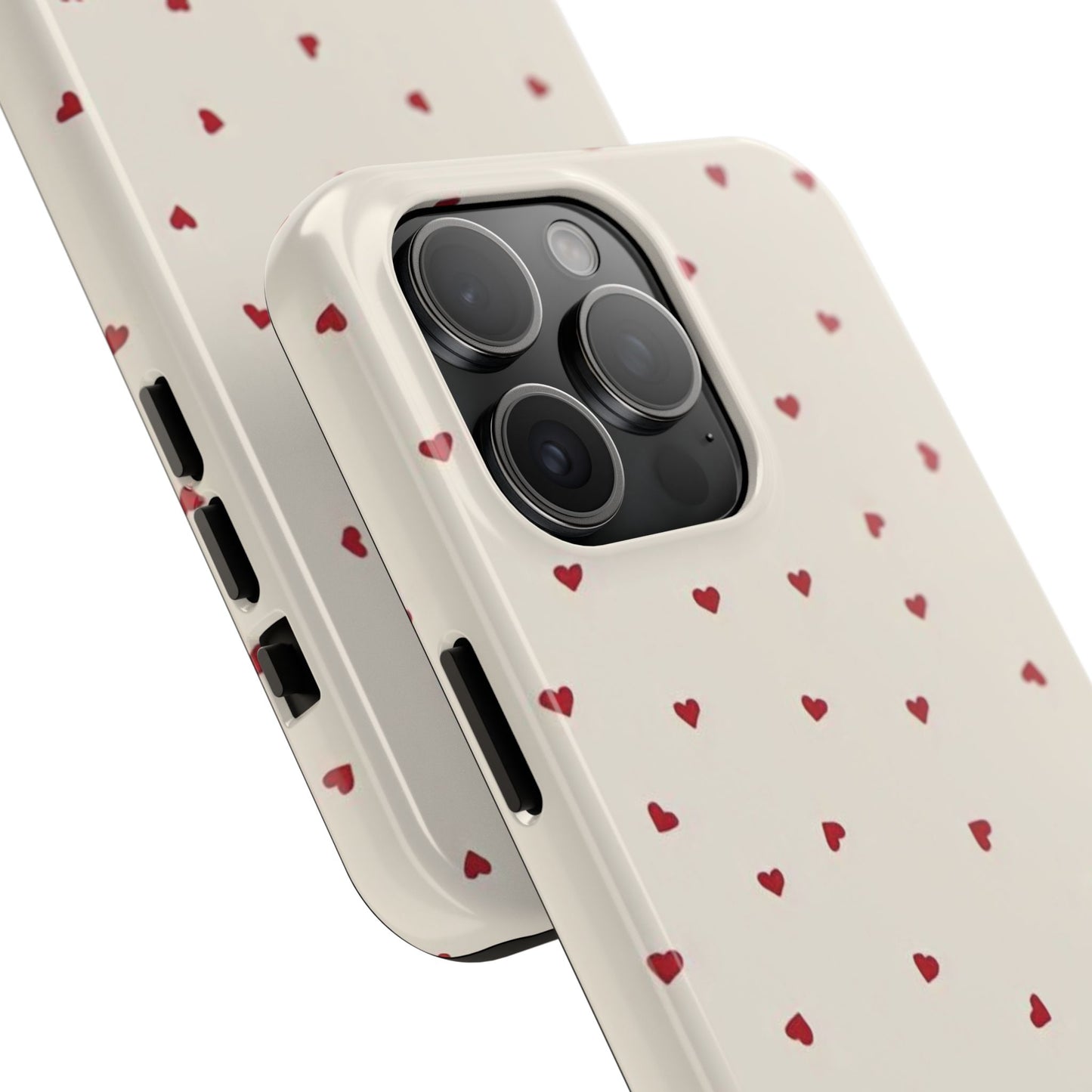 Glossy Phone Case, Red Heart Print, Coquette, Aesthetic Phone Case