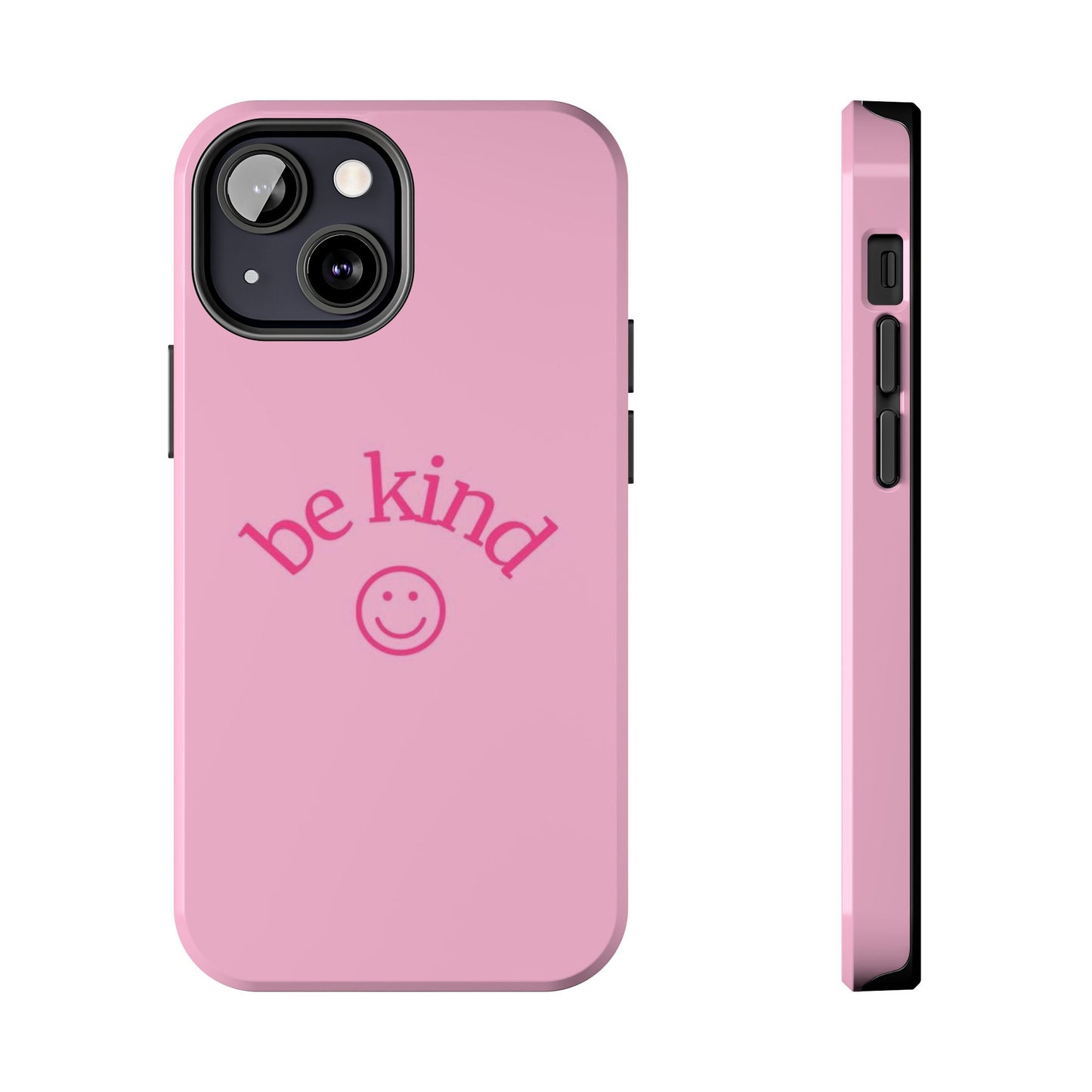 Be Kind Smiley Face Phone Case, Pink, Glossy