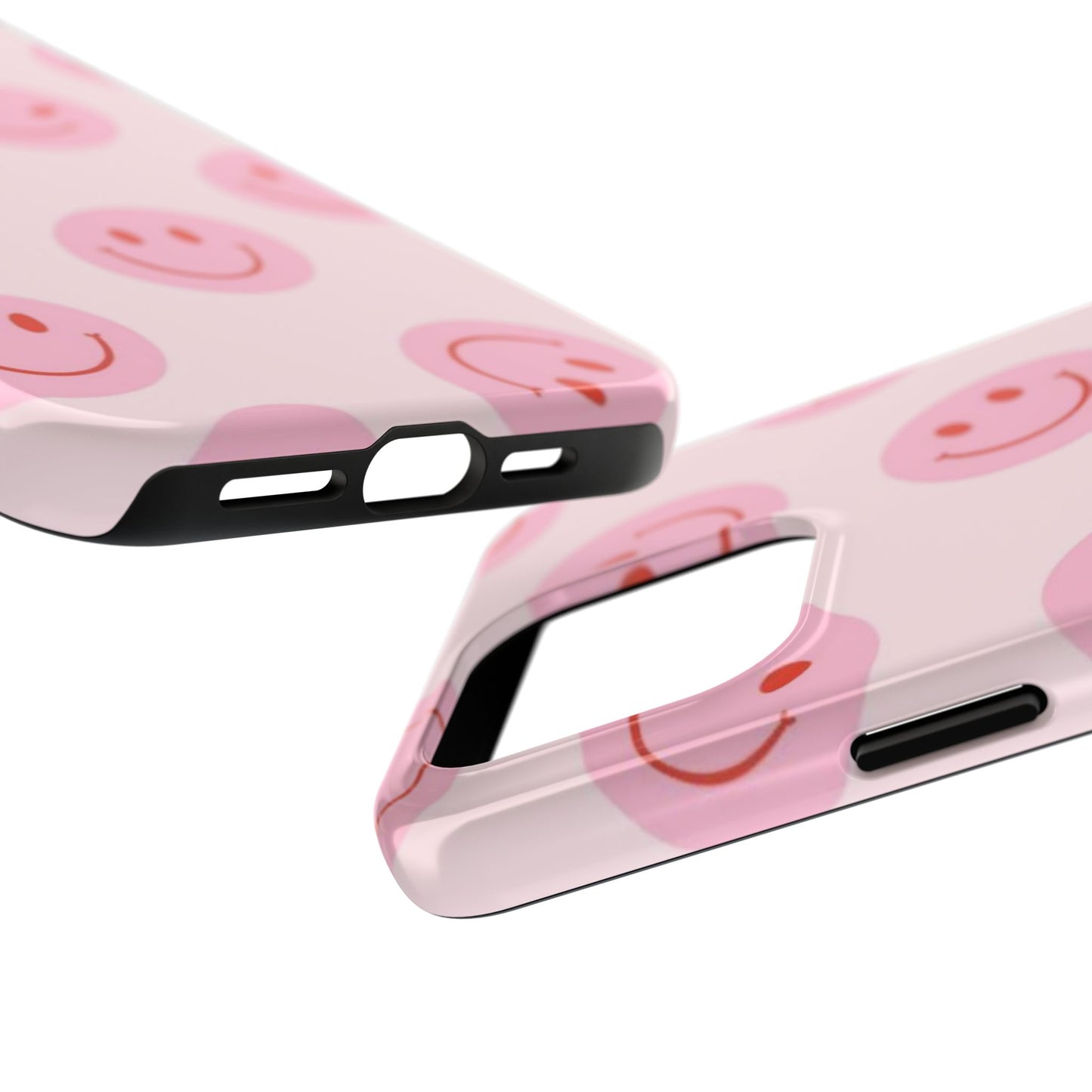 Smiley Face Pink Aesthetic Glossy Phone Case