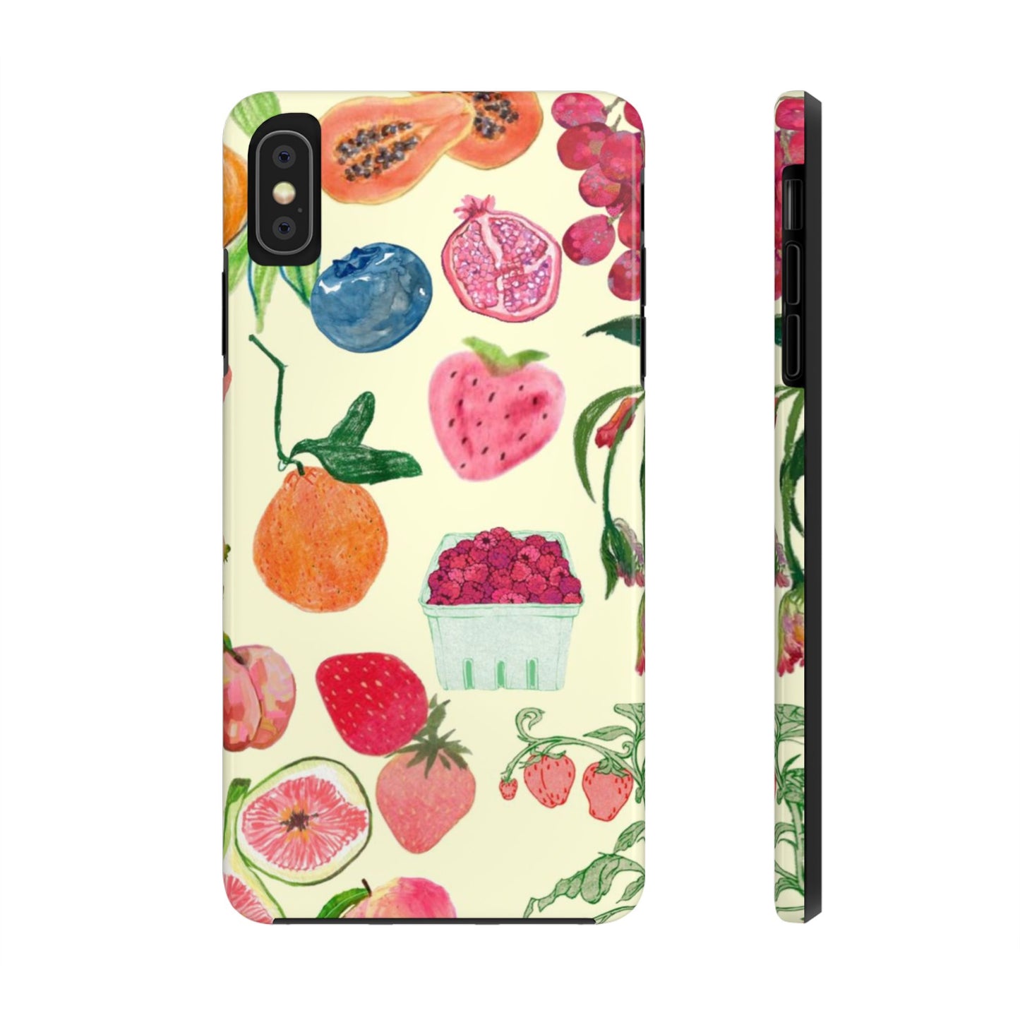 Fruit Print Phone Case, Yellow, Aesthetic, Hailey Bieber, Matilda Djerf, LA, Preppy, Clean Girl, Glossy Phone Case