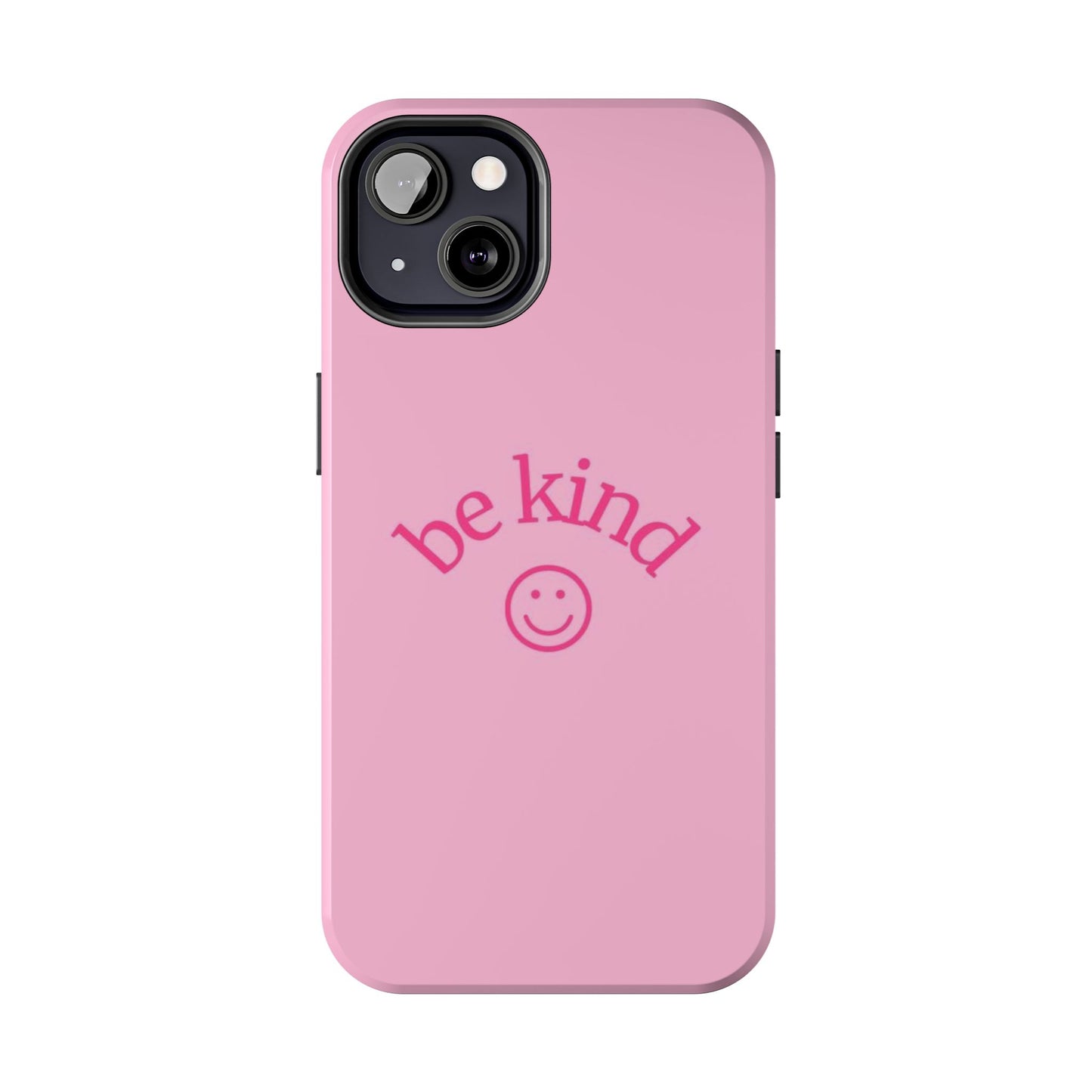 Be Kind Smiley Face Phone Case, Pink, Glossy