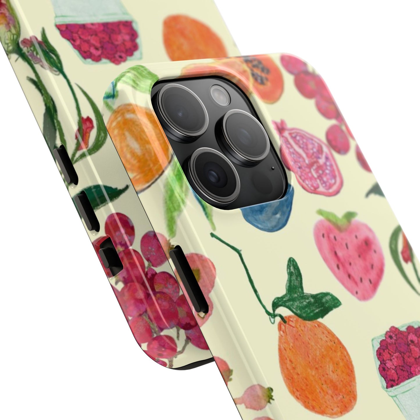 Fruit Print Phone Case, Yellow, Aesthetic, Hailey Bieber, Matilda Djerf, LA, Preppy, Clean Girl, Glossy Phone Case