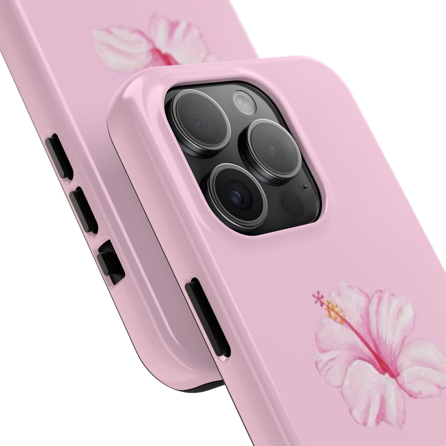 Hibiscus Flower Phone Case, Pink, Tropical, Hawaiin, Clean Girl Aesthetic, Preppy, Glossy Phone Case