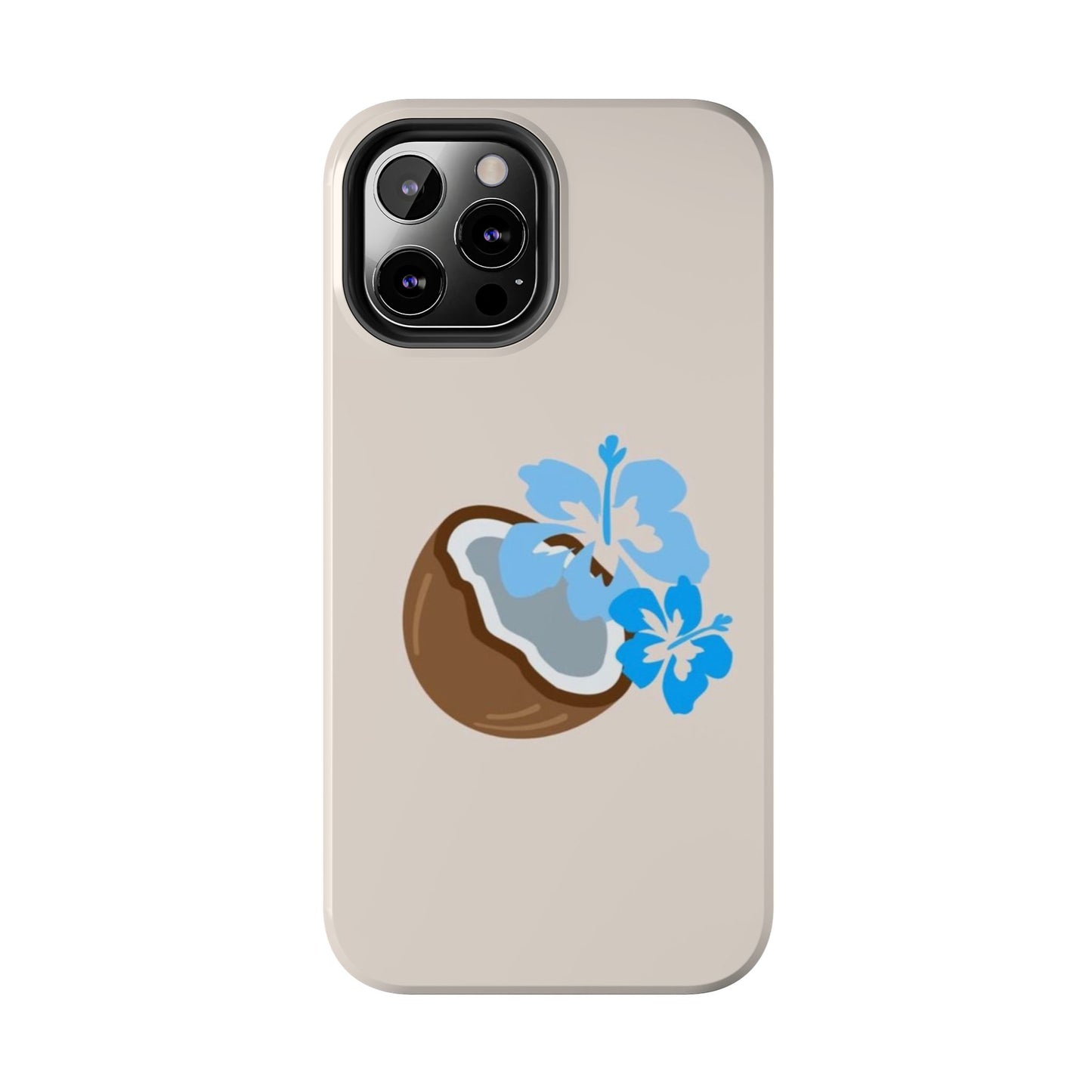 Hawaiian Cute Phone Case, Coconut, Hibiscus, Summery, Tropical, Clean Girl Aesthetic, Preppy, Glossy Phone Case